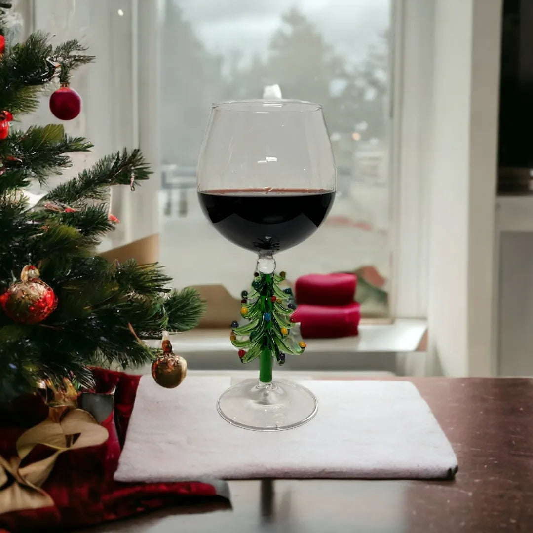 Figural Christmas Tree Wine Glasses