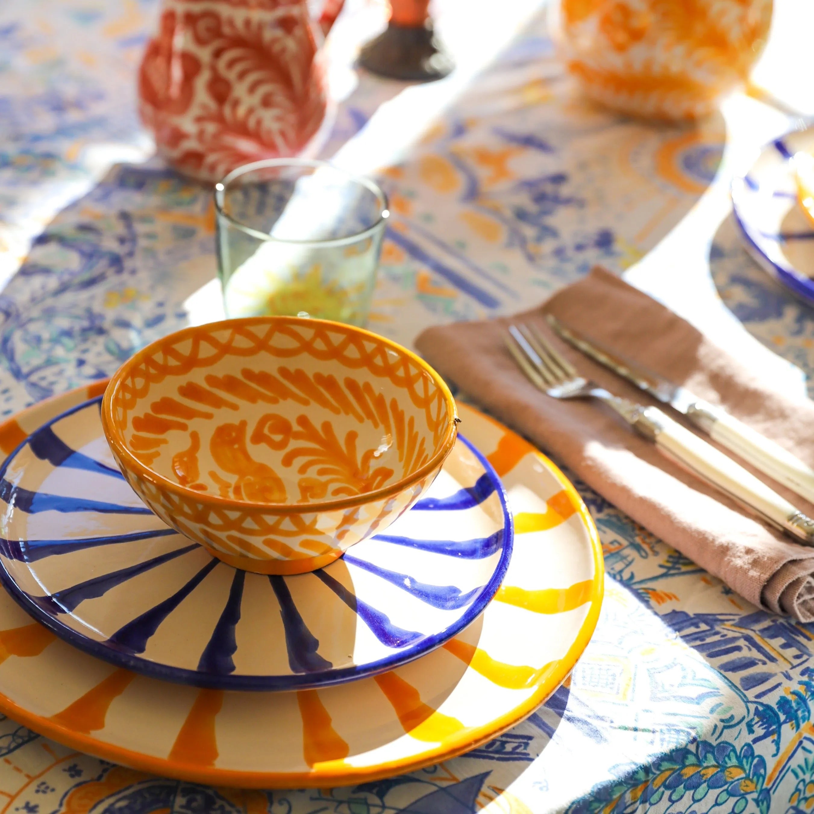 Dinner plate with candy cane stripes