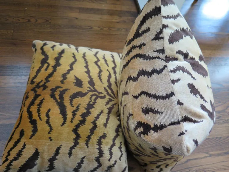 Scalamandré Le Tigre Silk Gold Velvet Pillows