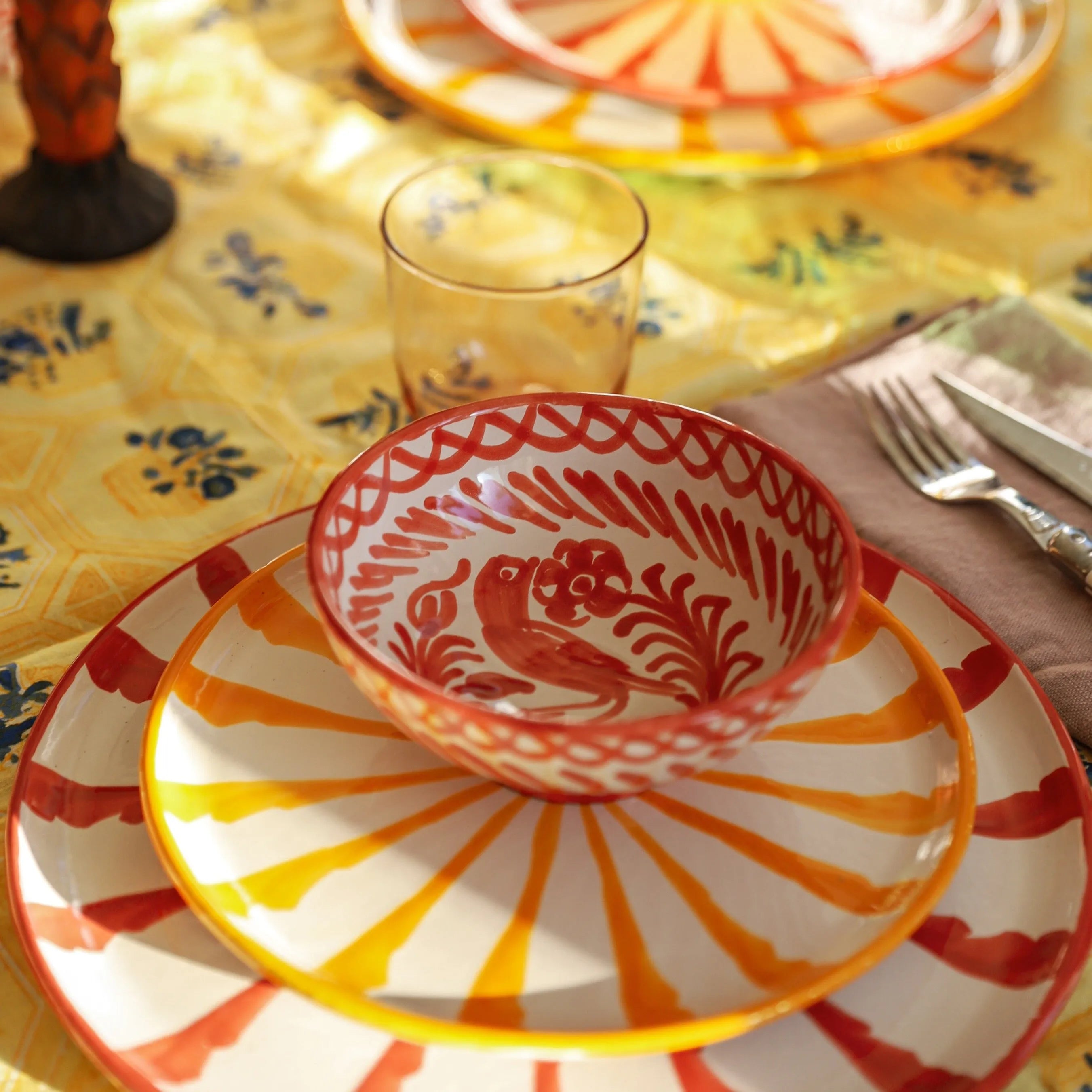 Dinner plate with candy cane stripes