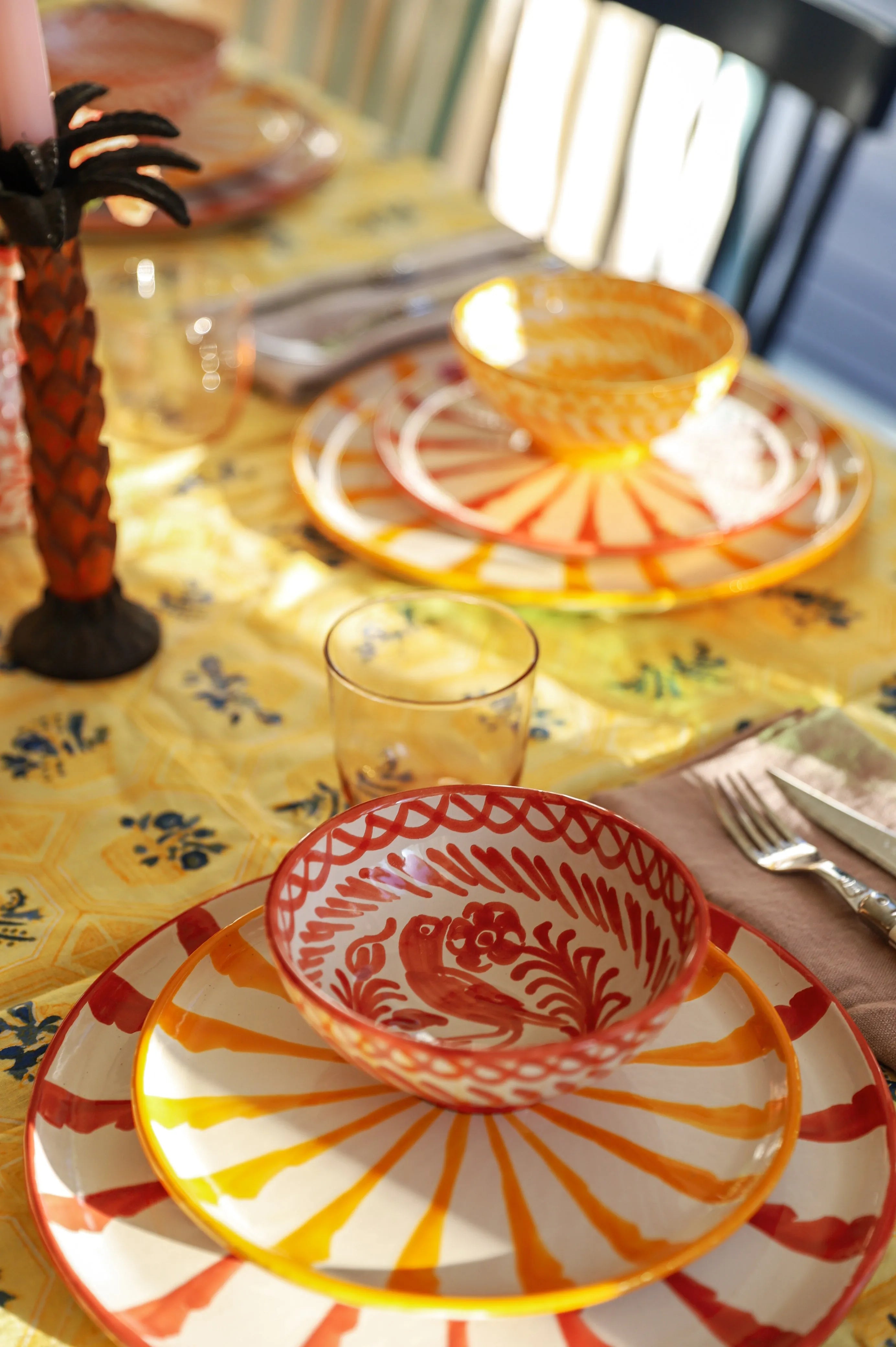 Salad plate with candy cane stripes