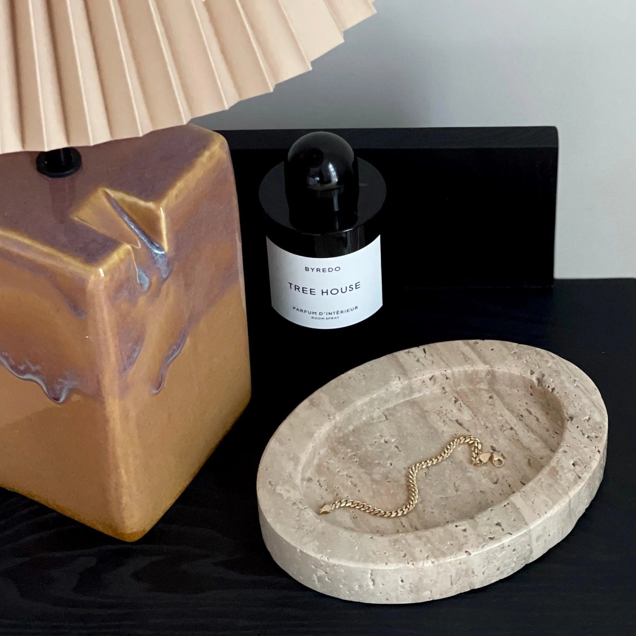 Anastasio Home Oval Catchall in Travertine