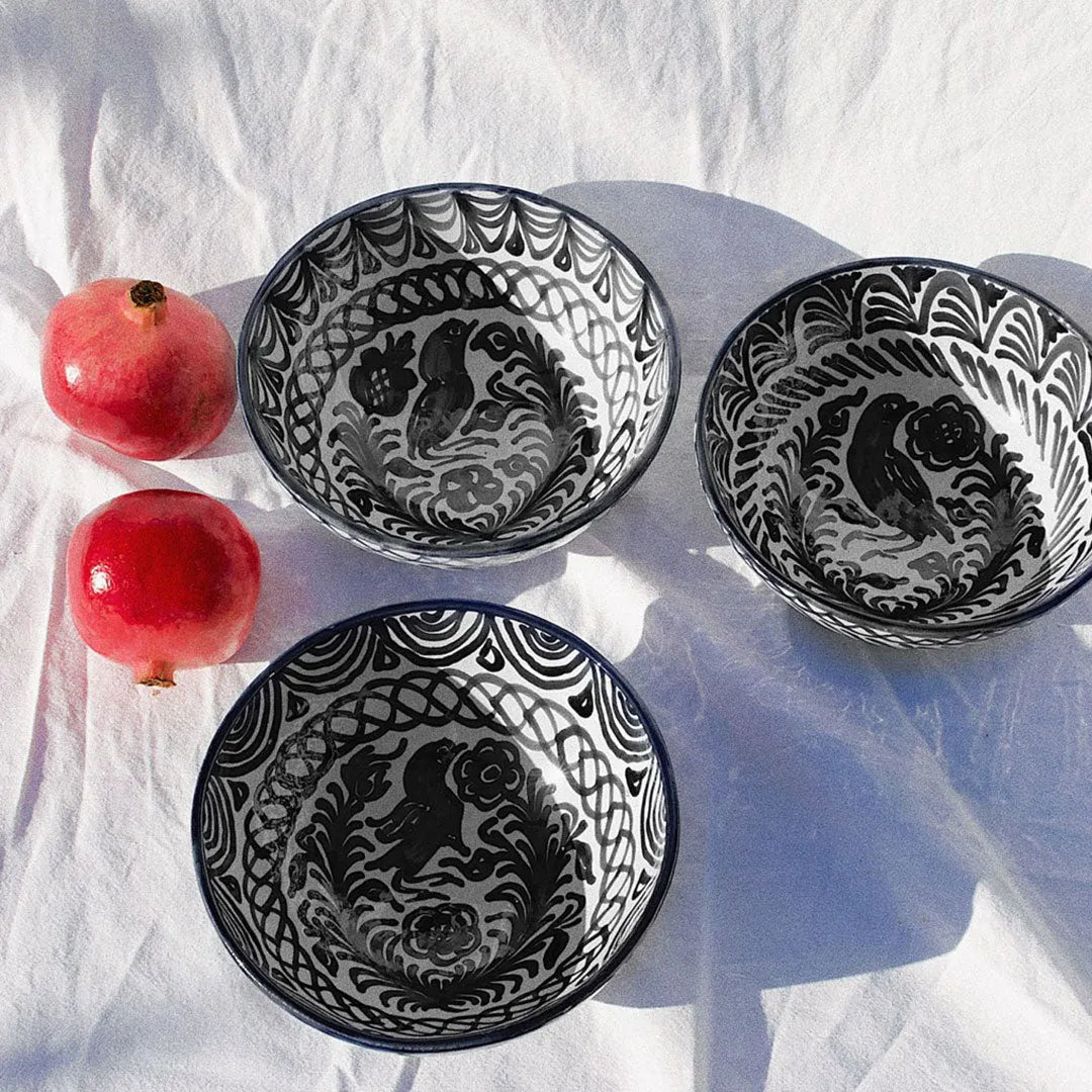 Medium bowl with hand painted designs