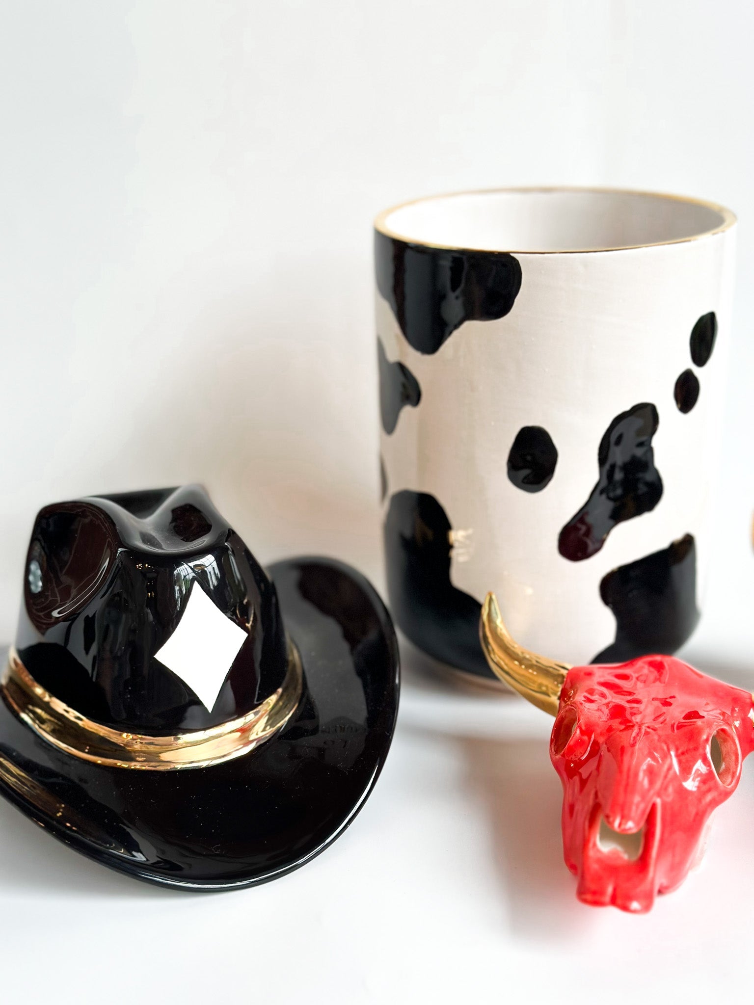 Cow Print Large Vase/Utensil Holder