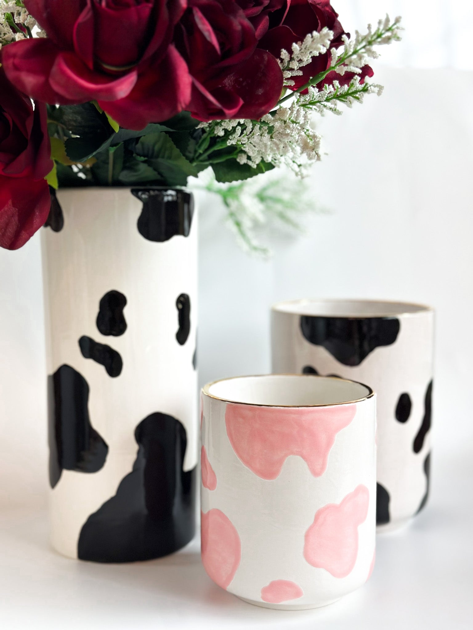 Cow Print Column Vase