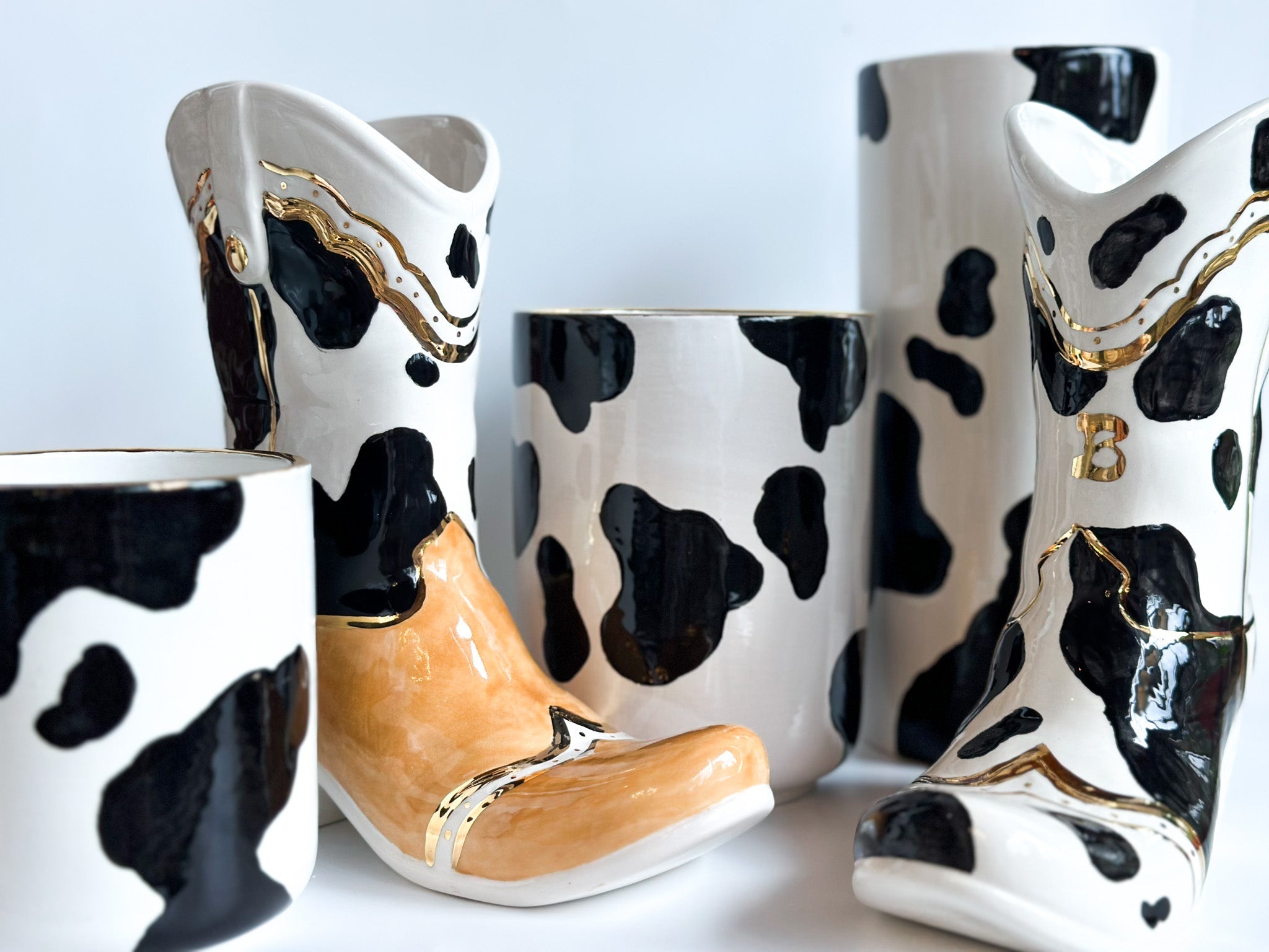 Cow Print Large Vase/Utensil Holder