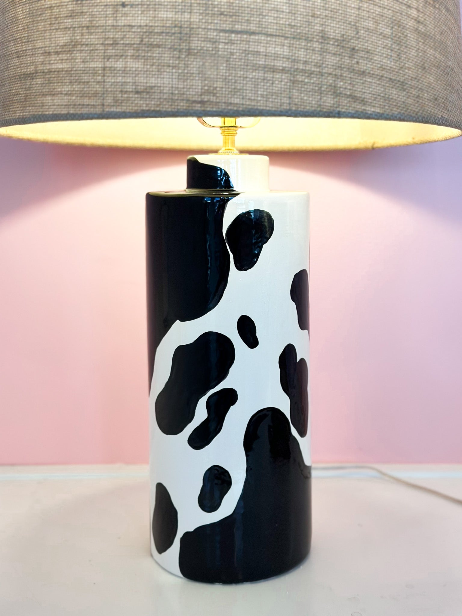 Cow Print Column Lamp