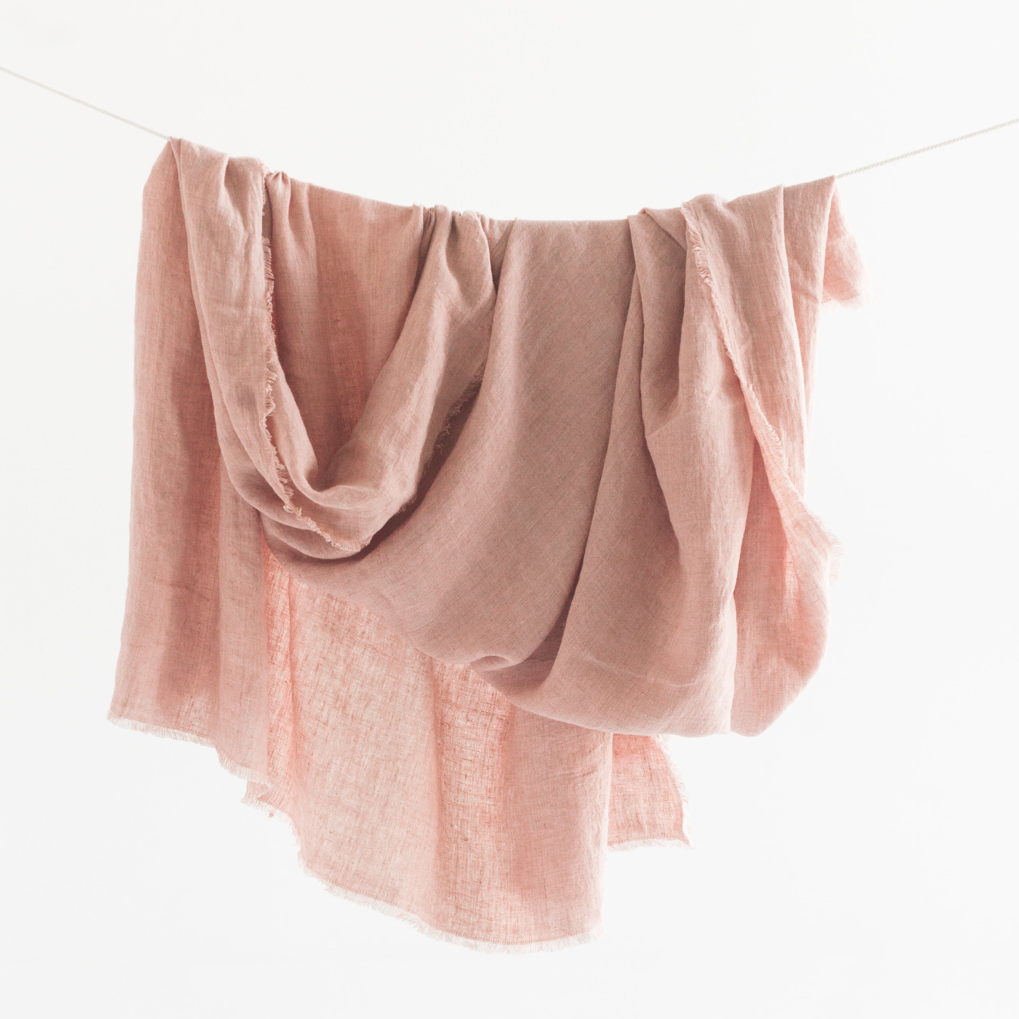 Stone Washed Linen Throw - Blush