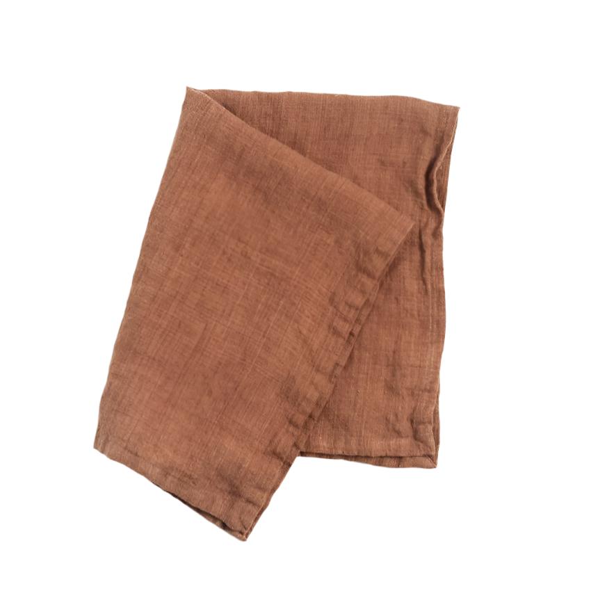 Stone Washed Linen Tea Towel - Terracotta