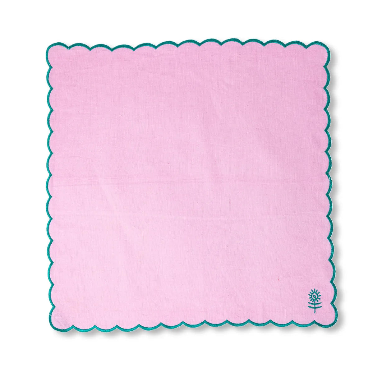 Icon Linen Napkins S/4 - Light Pink + Emerald