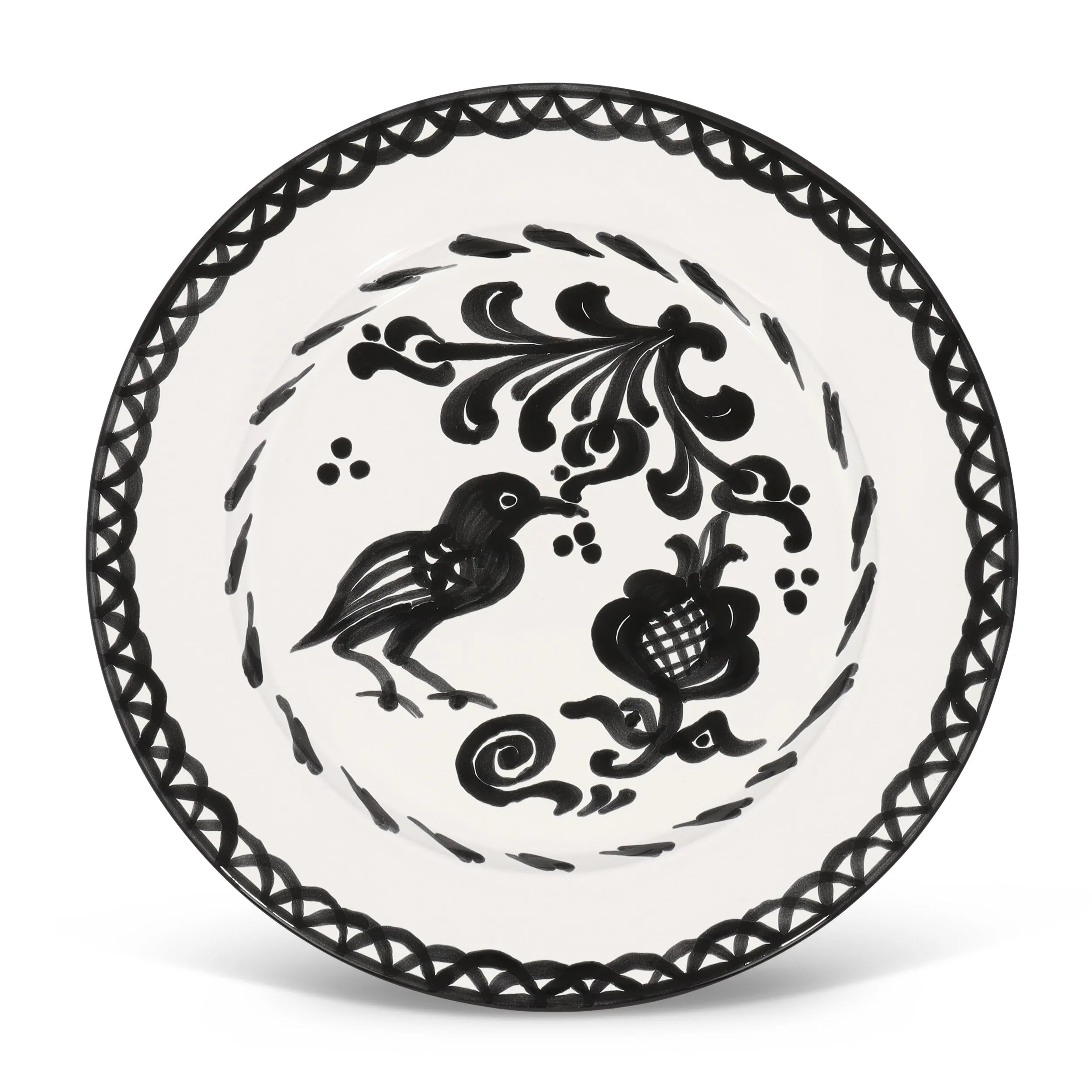 Dinner plate with hand painted designs