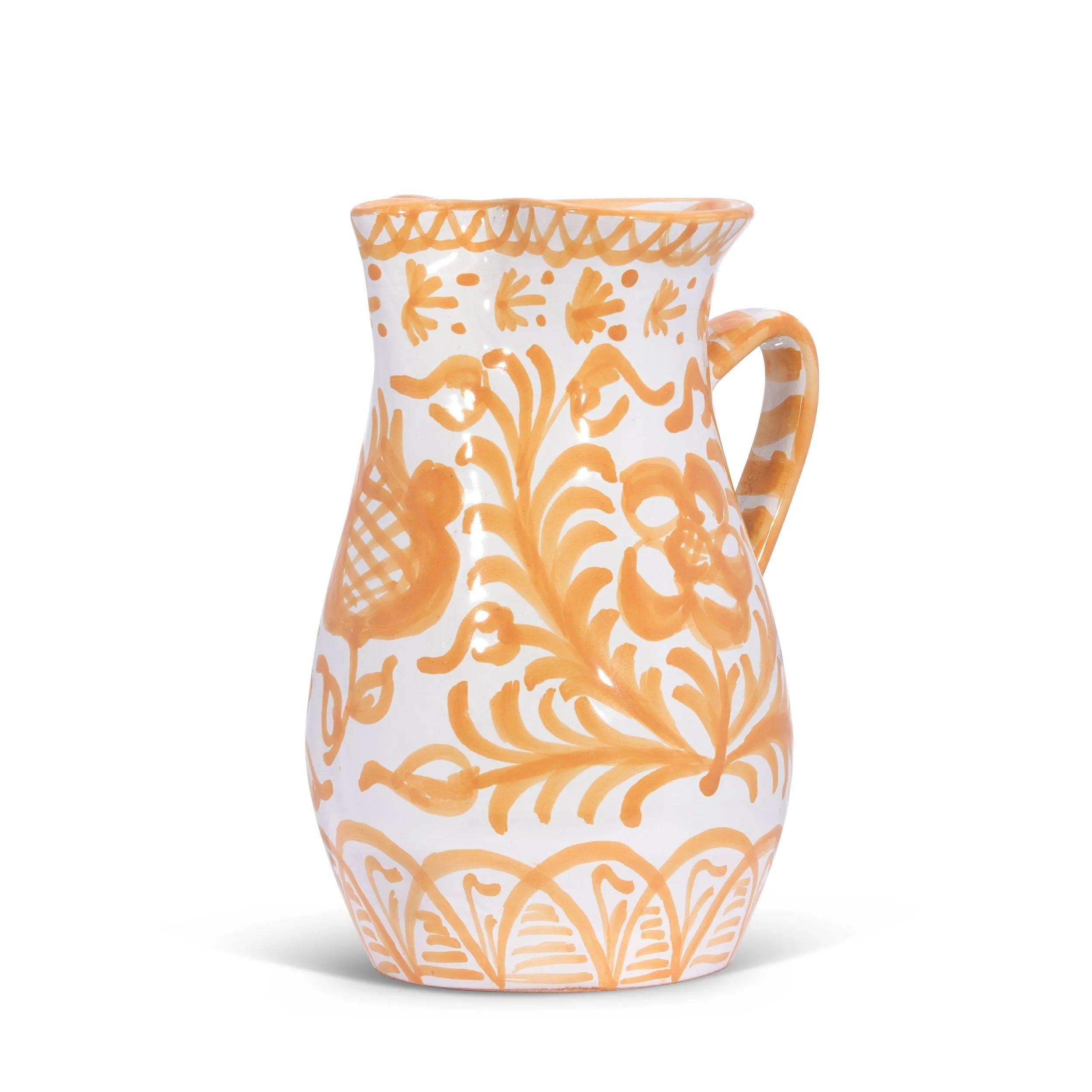 Medium pitcher with hand painted designs