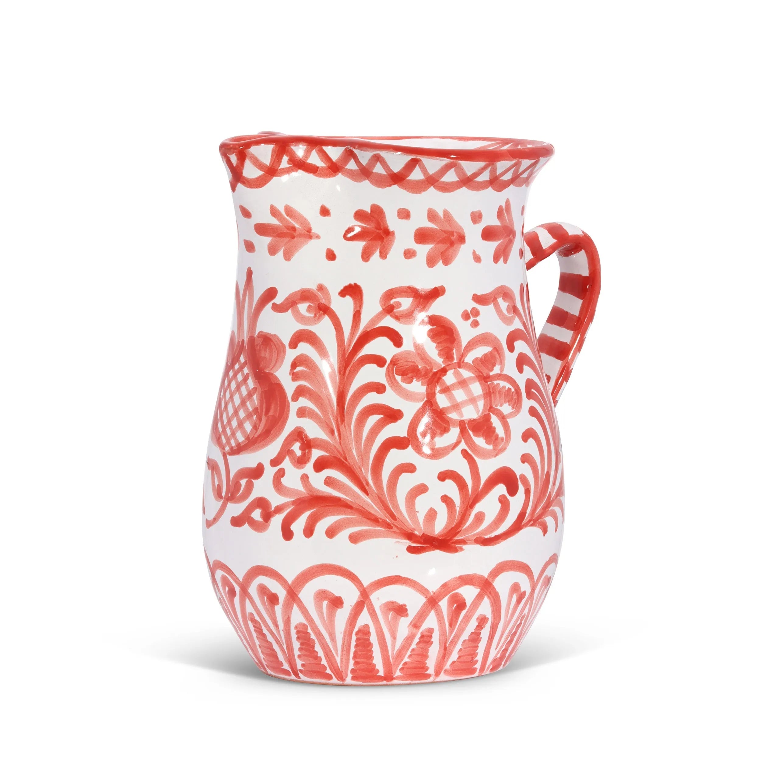 Medium pitcher with hand painted designs