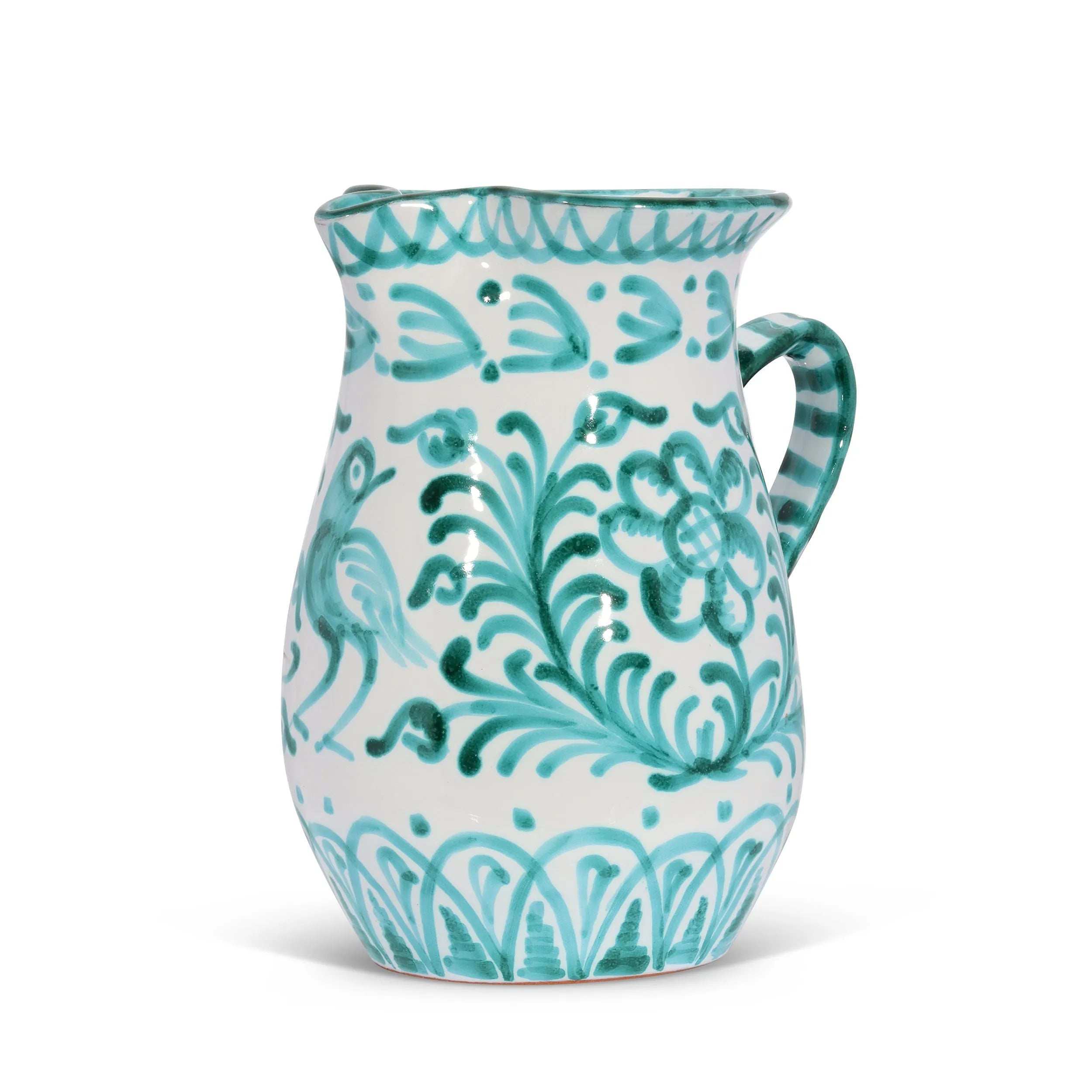 Medium pitcher with hand painted designs