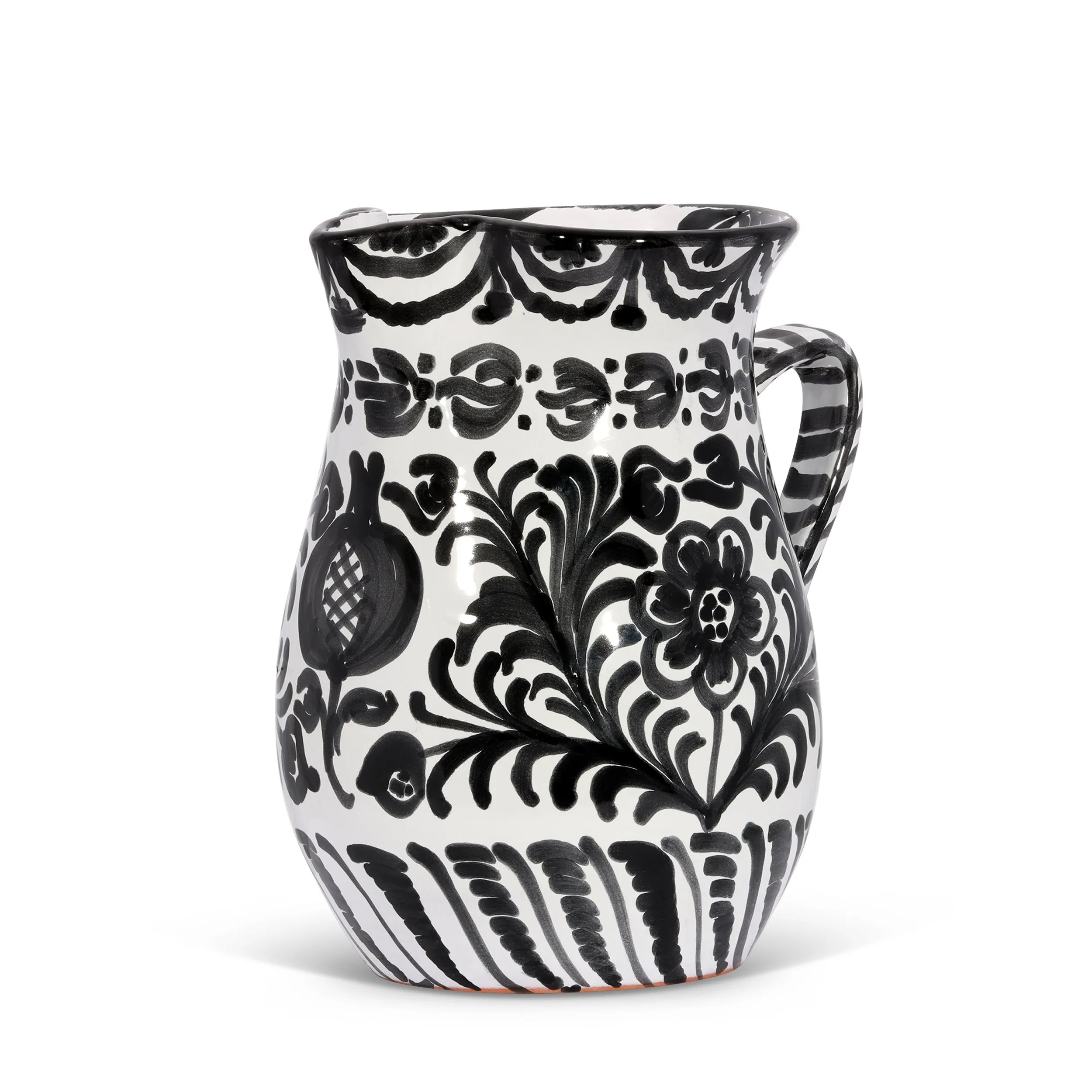 Medium pitcher with hand painted designs