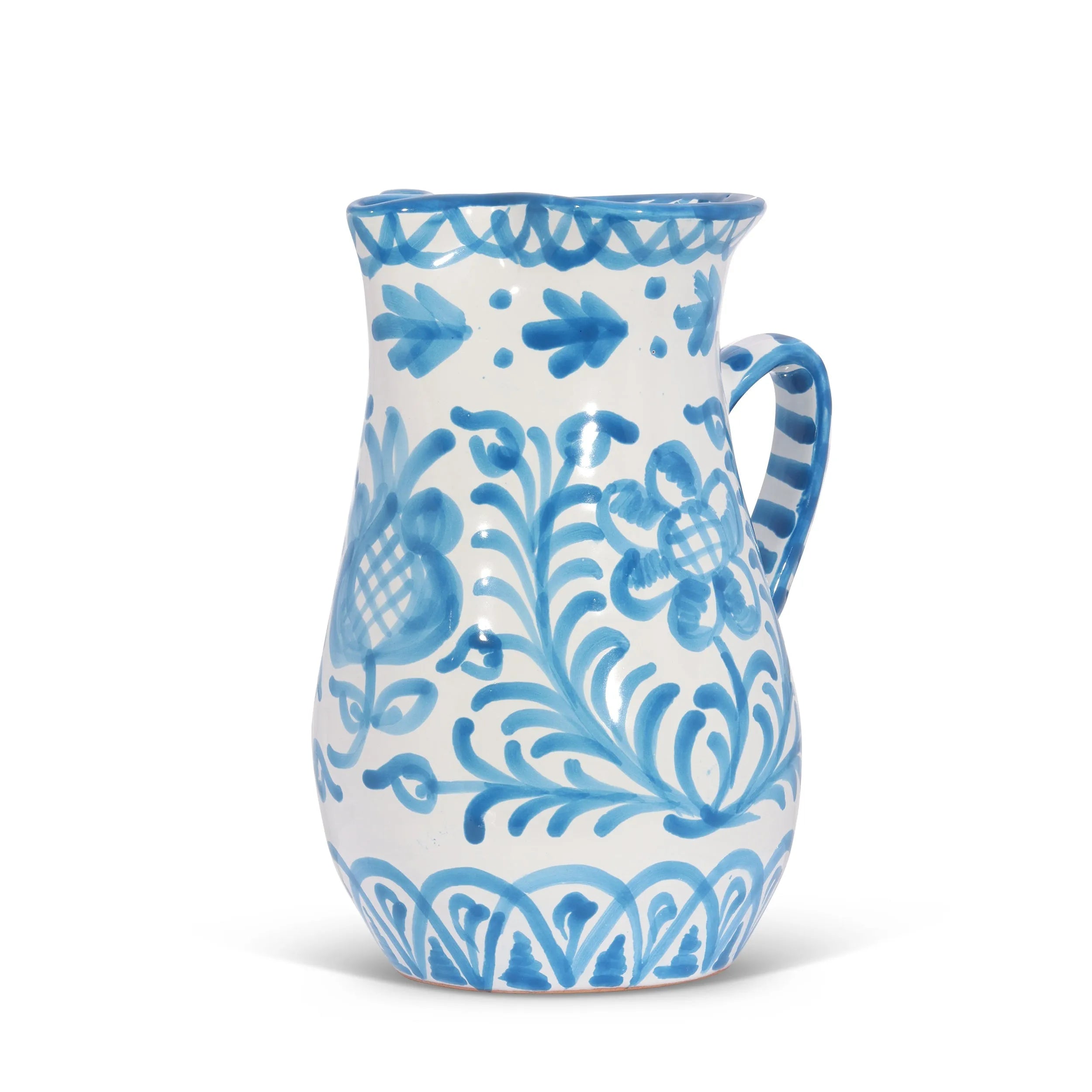 Medium pitcher with hand painted designs