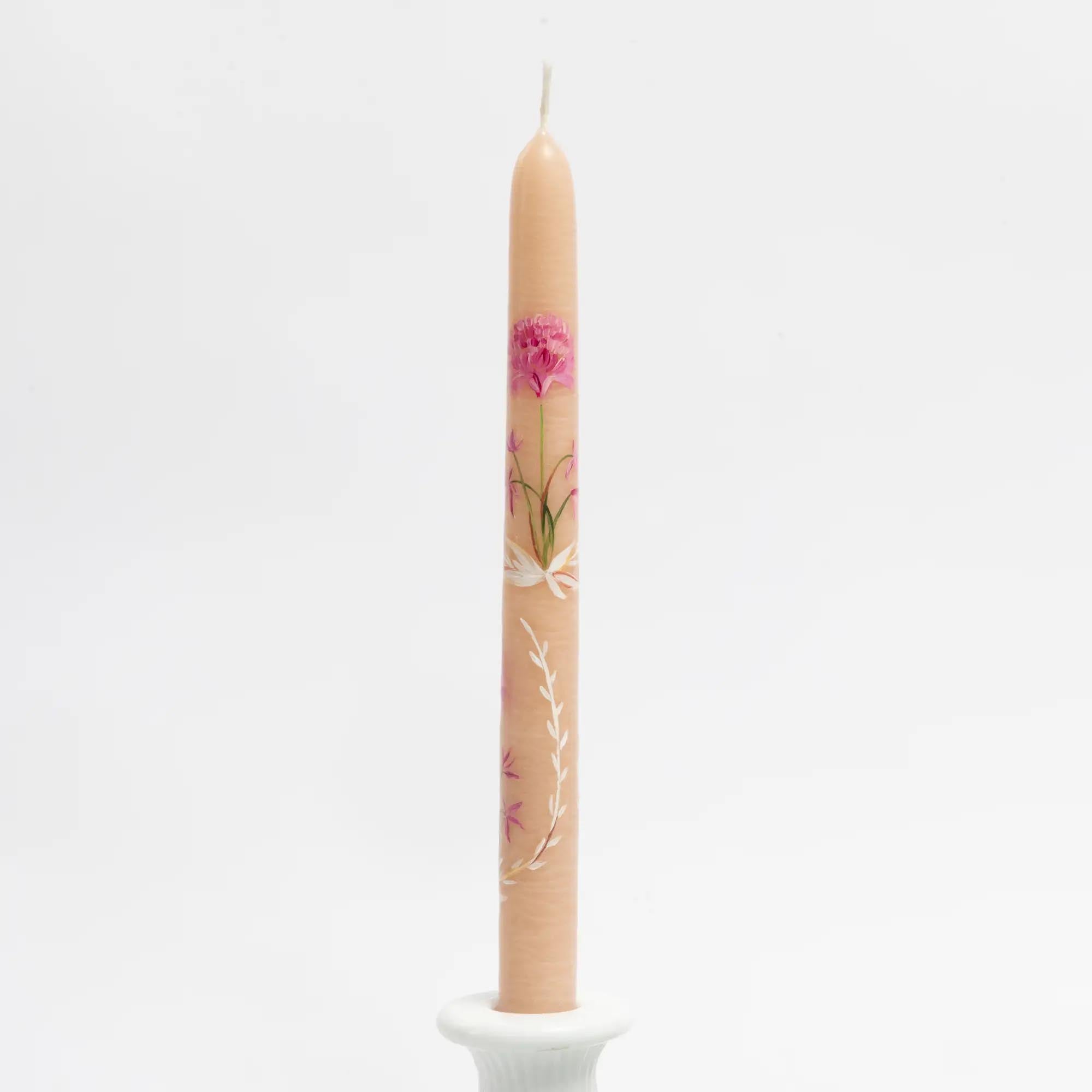 Set of 2 Hand-Painted Tapers - In Bloom