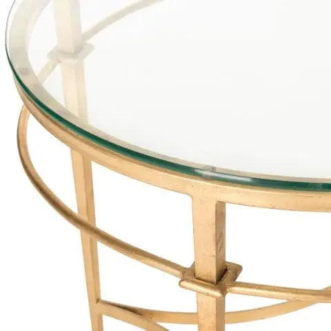 Safavieh Ingmar Round Antique Gold Glass Side Table