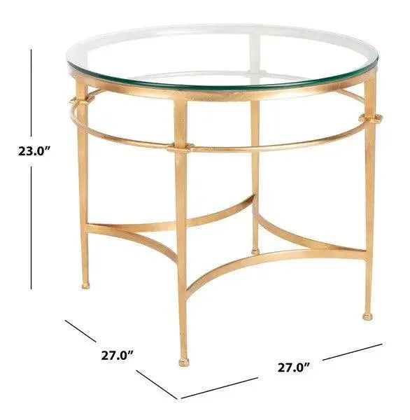 Safavieh Ingmar Round Antique Gold Glass Side Table