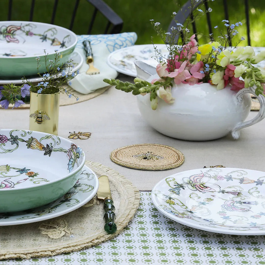 Butterfly and bees shallow bowls, set of four