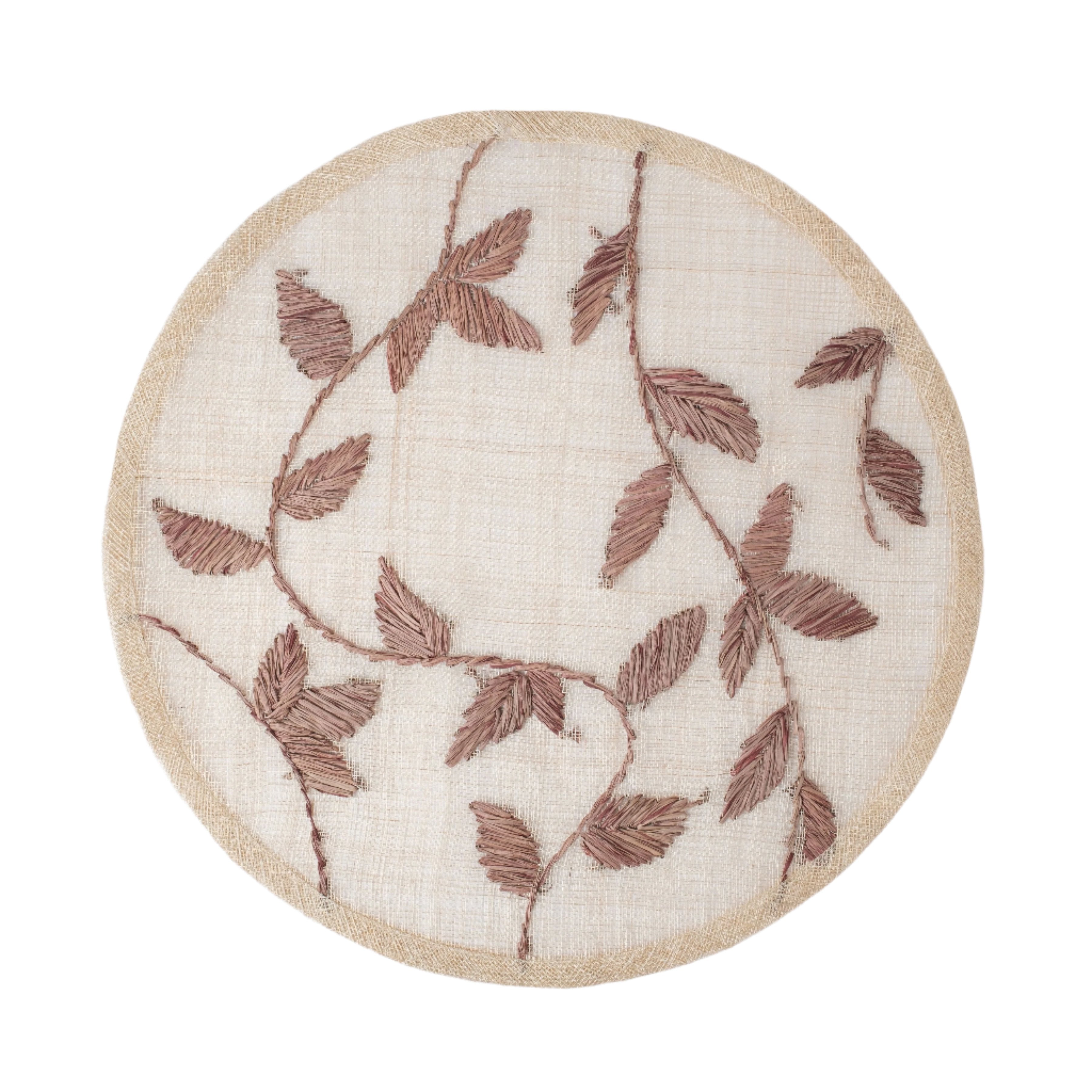 Abaca Placemat in Brown with Leaf Design (Set of 4)