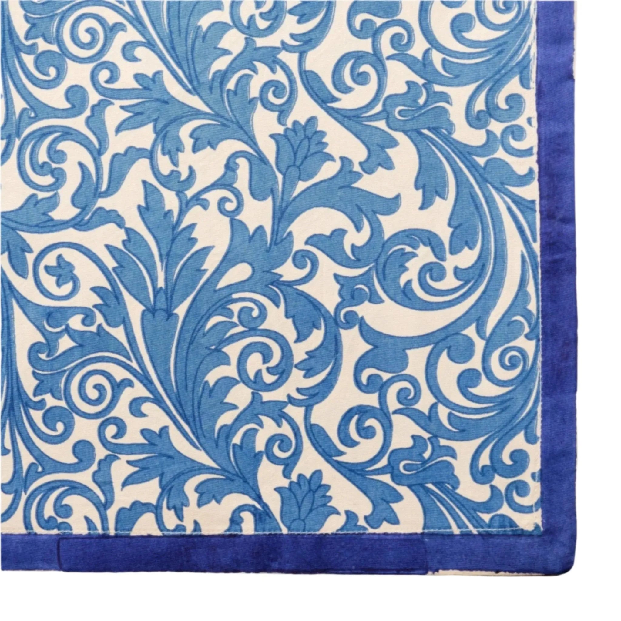 Damask print tablecloth, blue