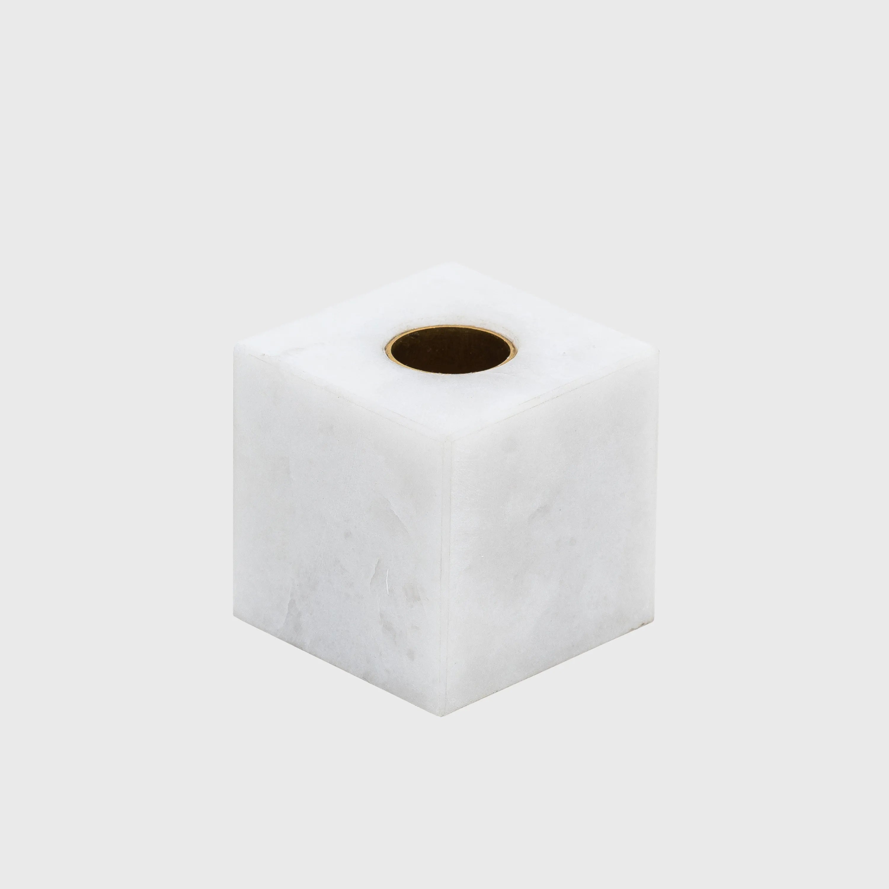 Cube candlestick, white quartz