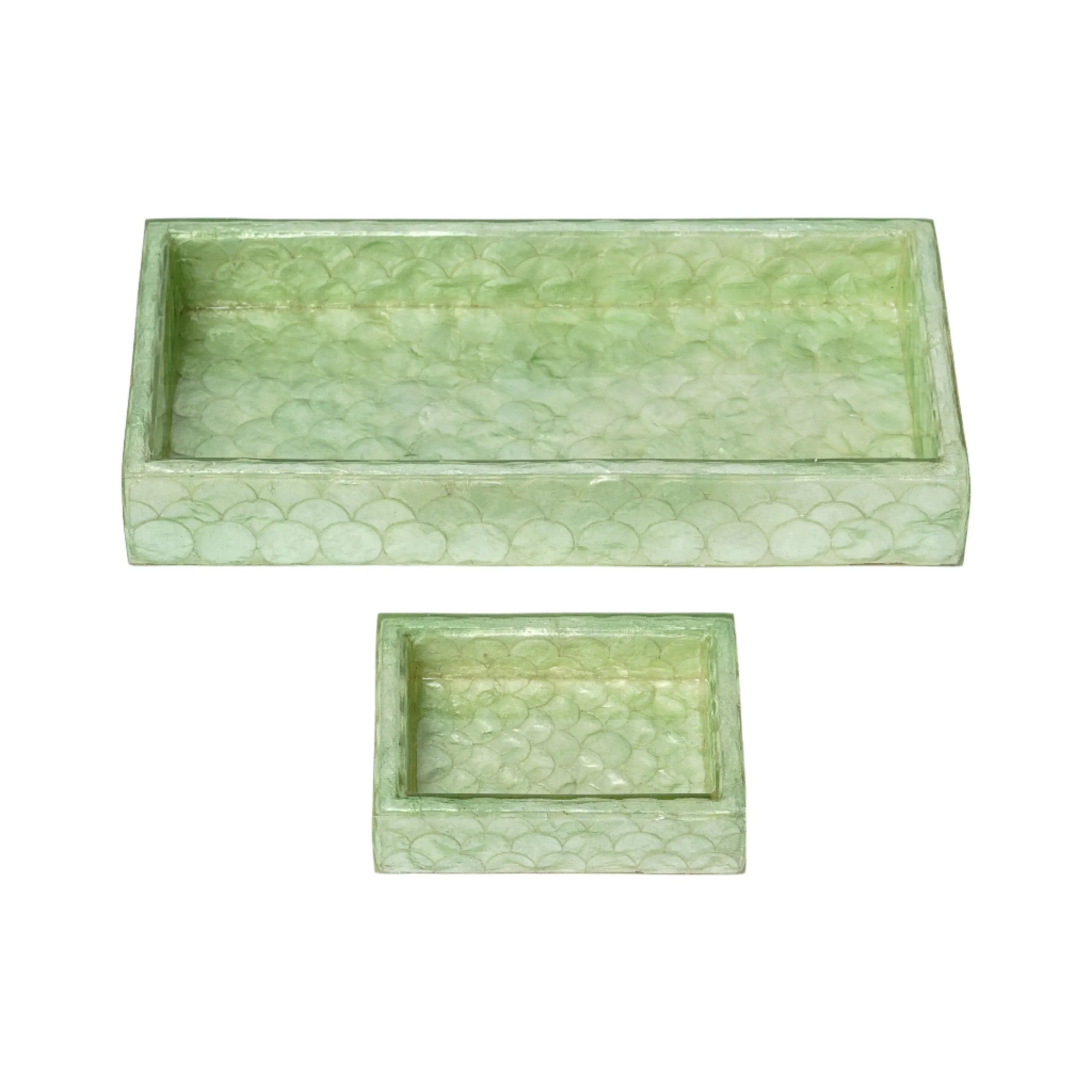 Capiz trays, sage green, set of two 