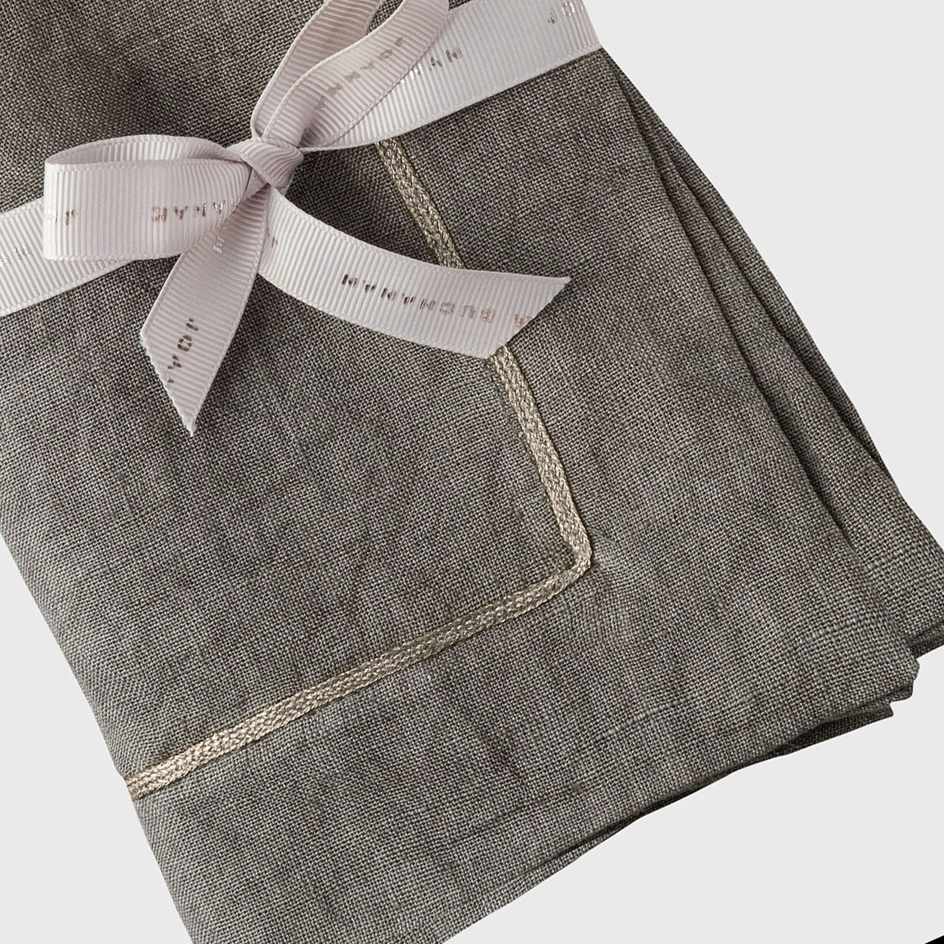 Pewter trim dinner napkins, grey, set of two