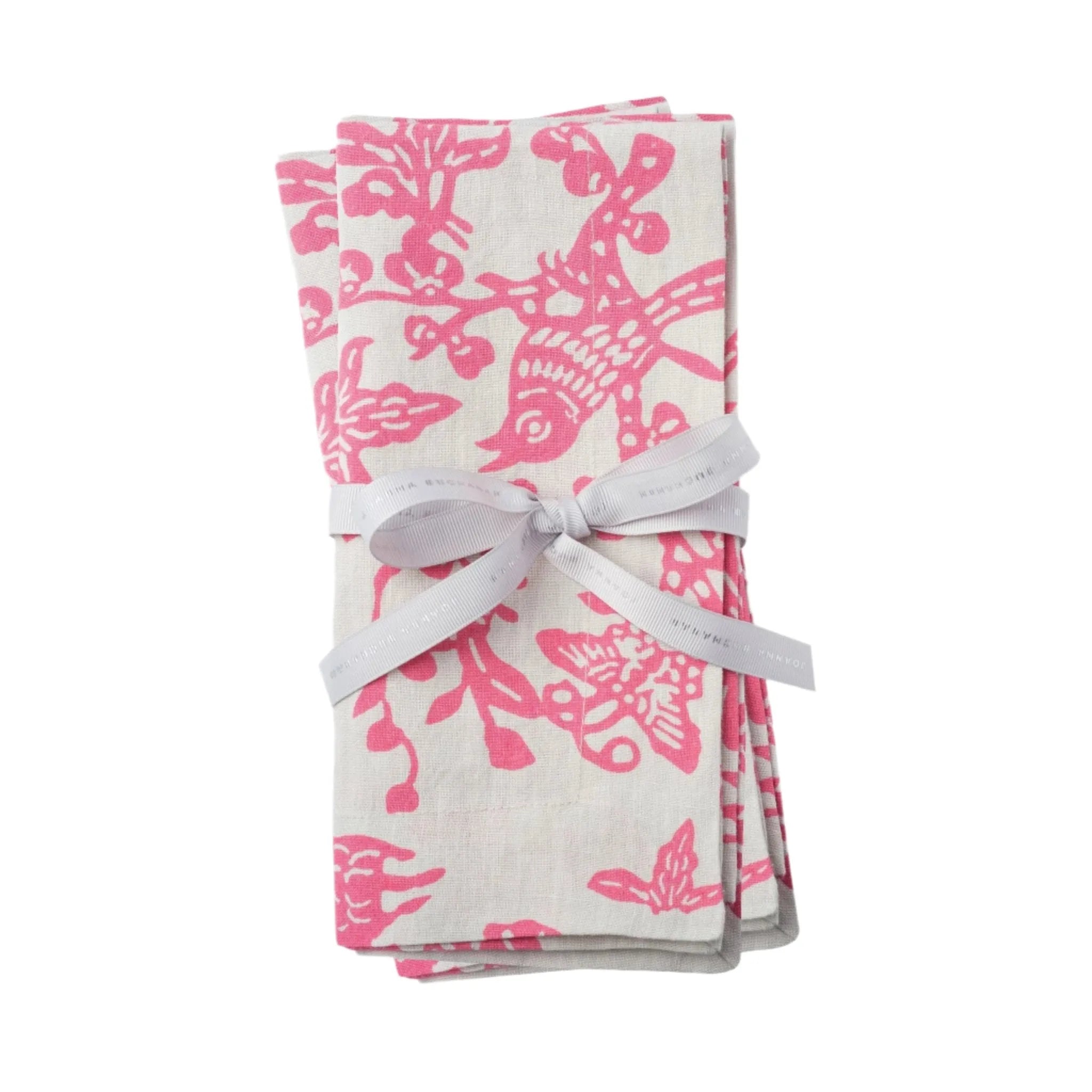 Garden print napkin, pink, set of two