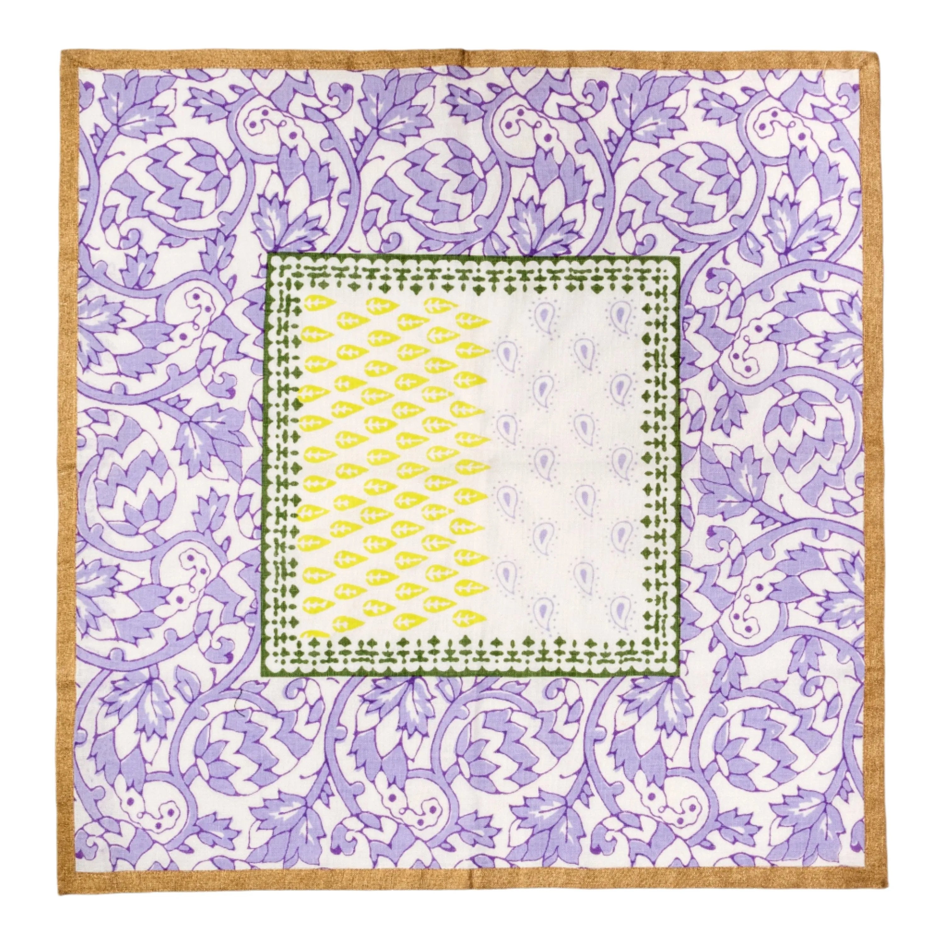 Joyful block print napkin, lilac, set of two