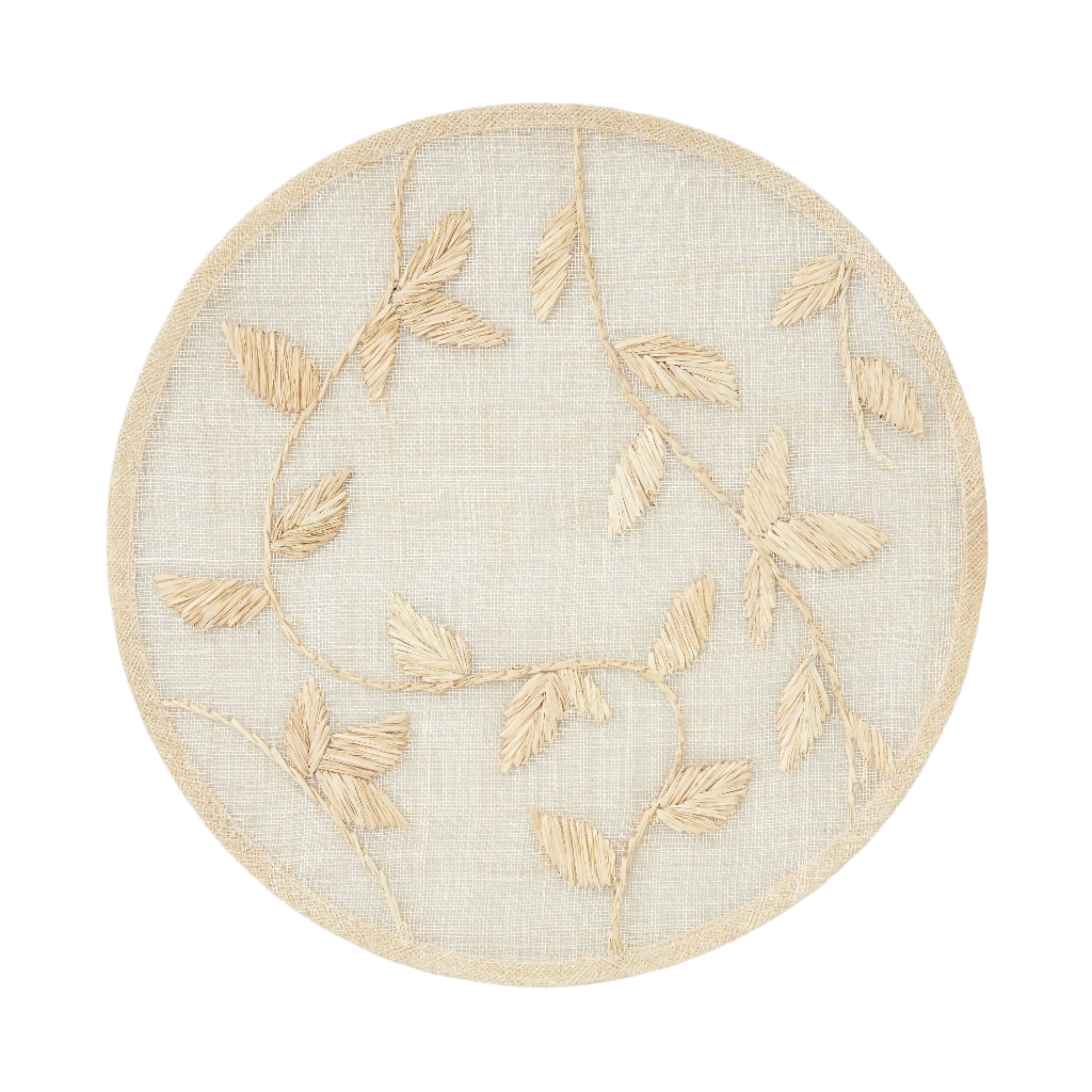 Abaca Placemat in Natural with Leaf Design (Set of 4)