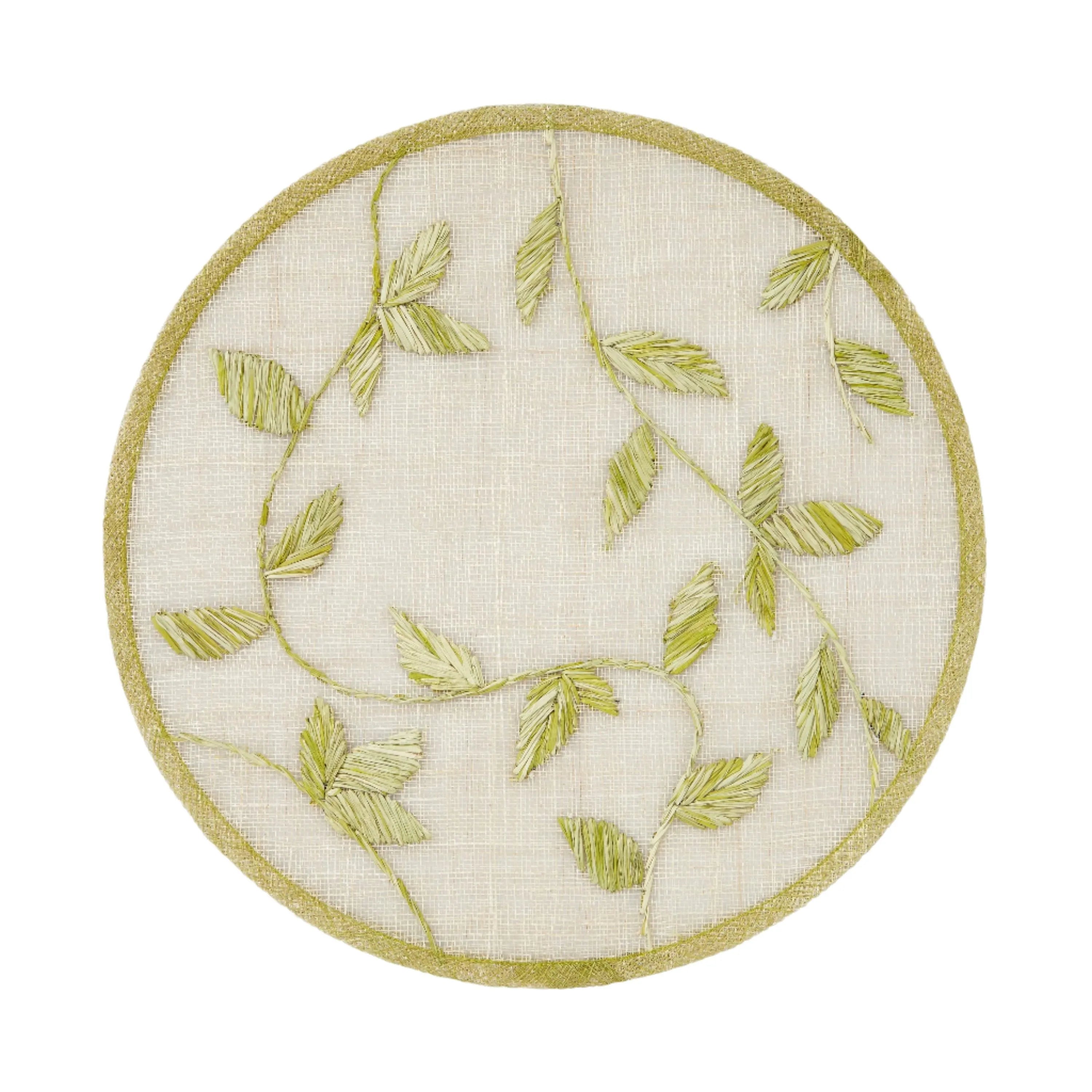 Straw leaf placemat, citrus, set of four