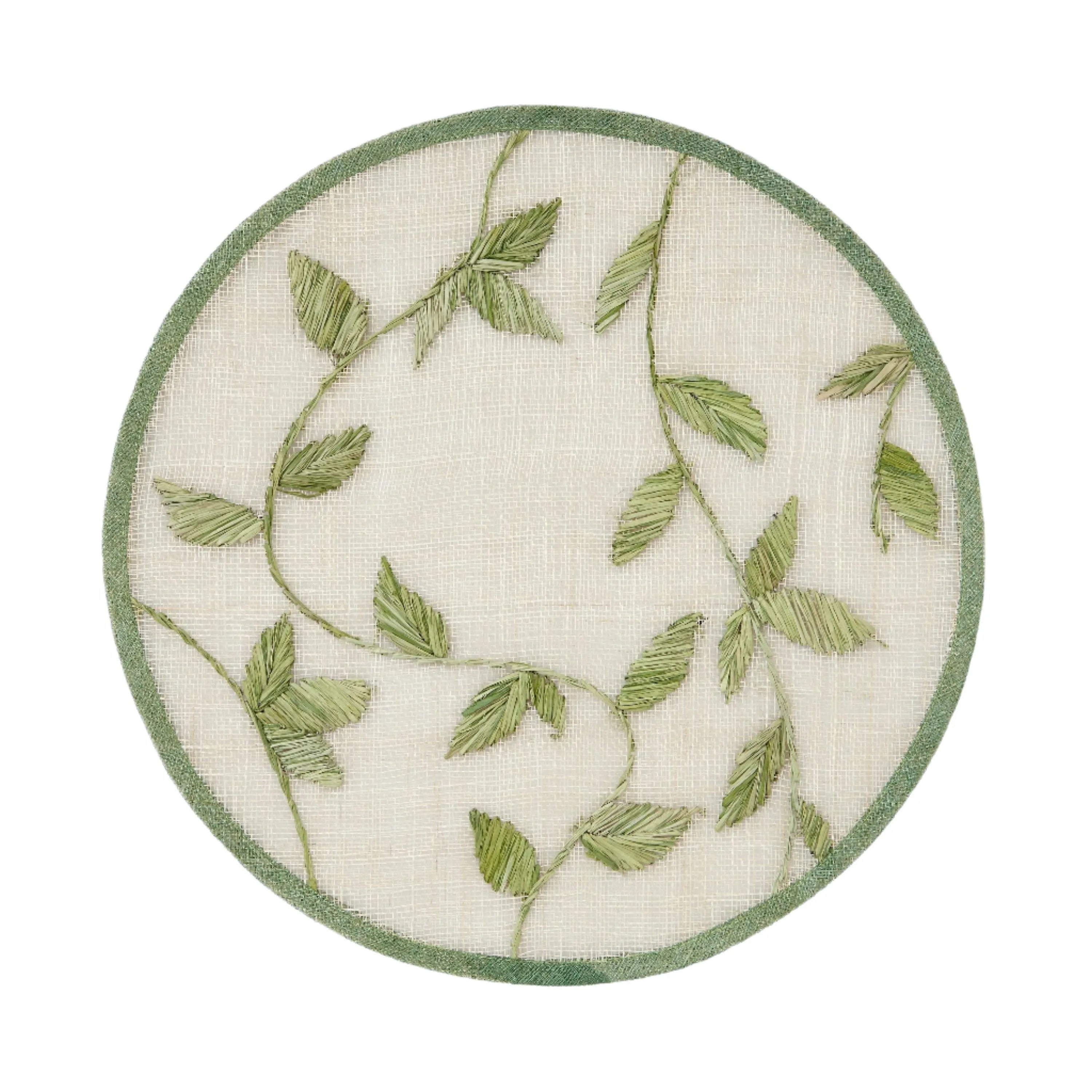 Straw leaf placemat, leaf green, set of four