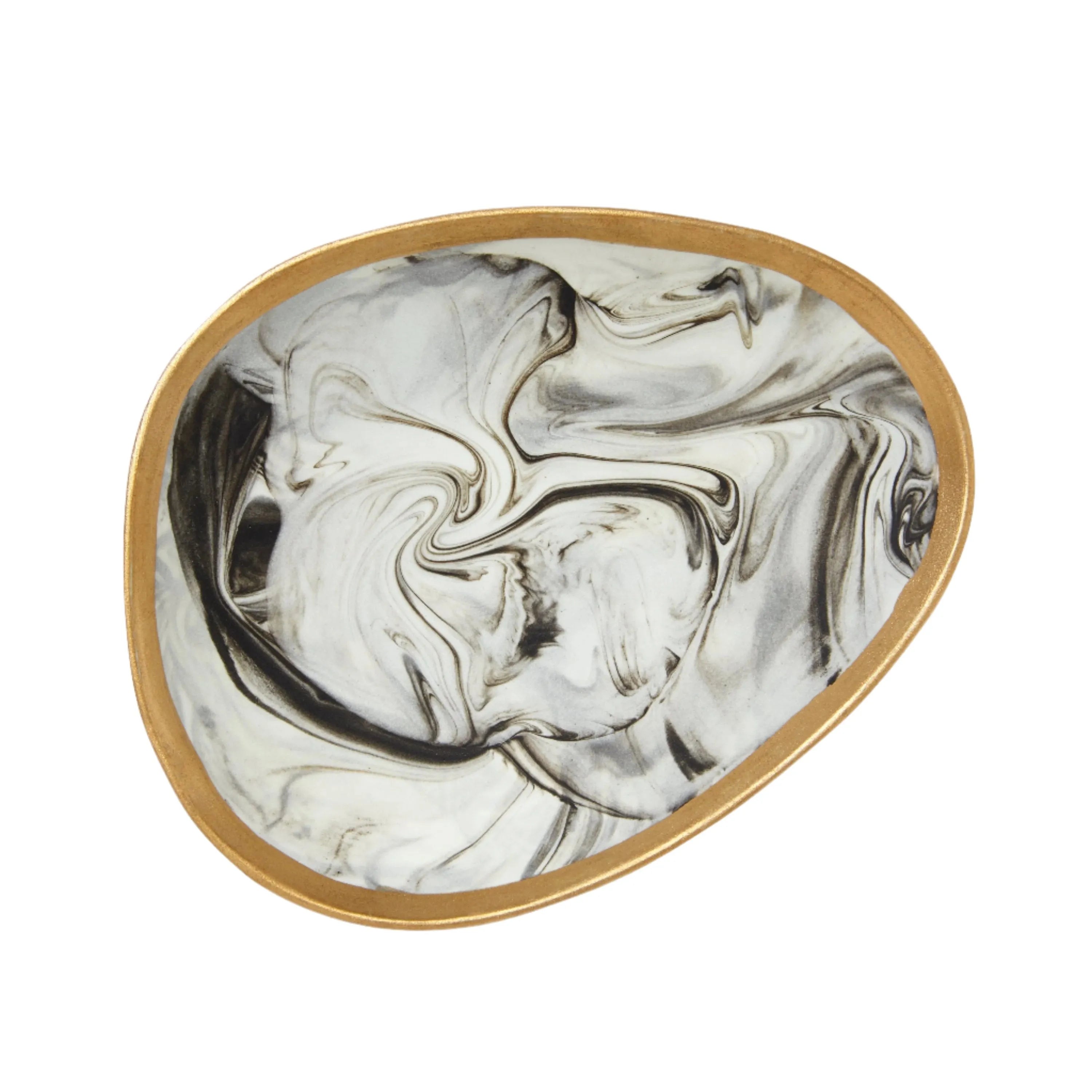 Marbleized porcelain ring dish, grey