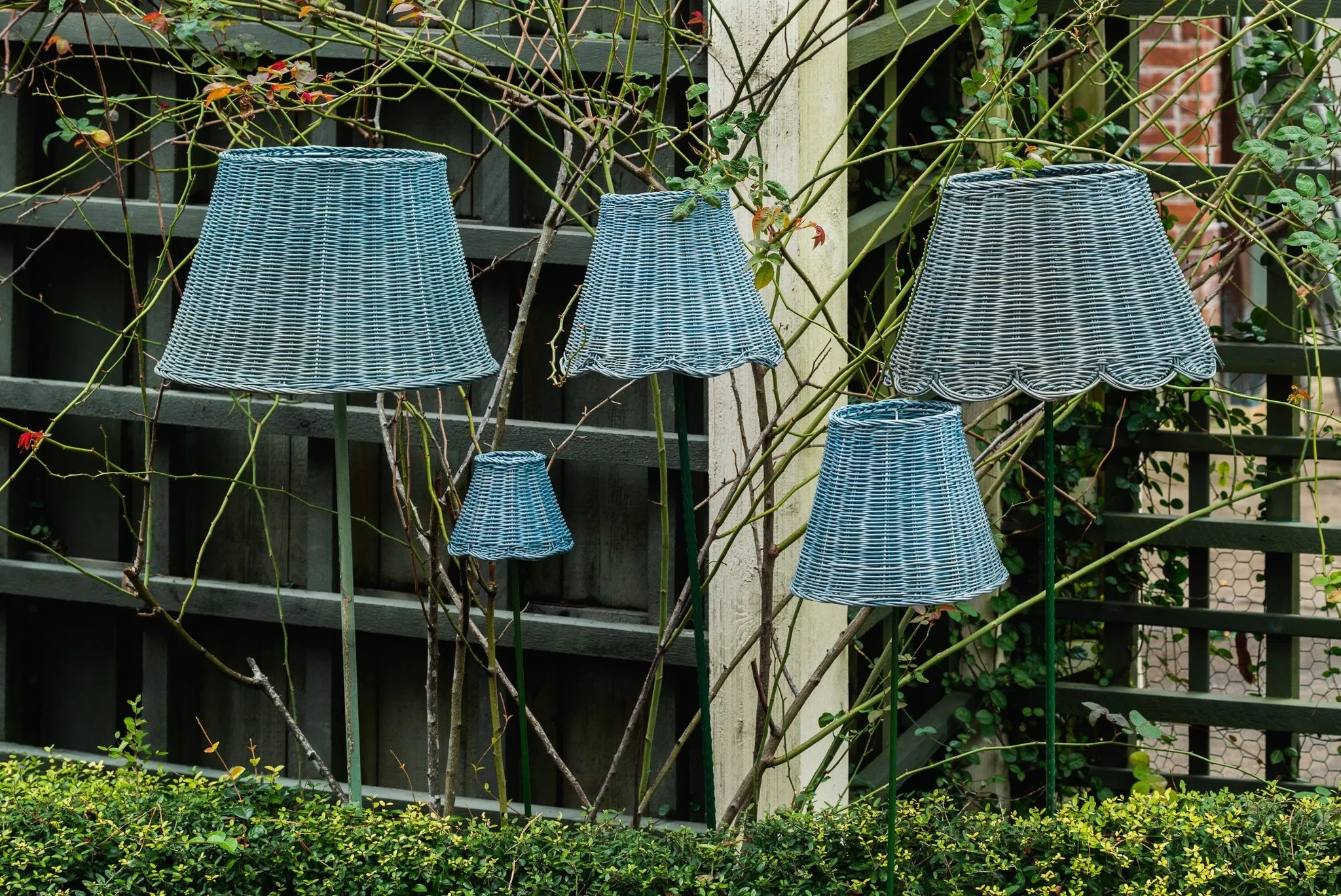 Rattan Lampshade (Scalloped in Aegean Teal)