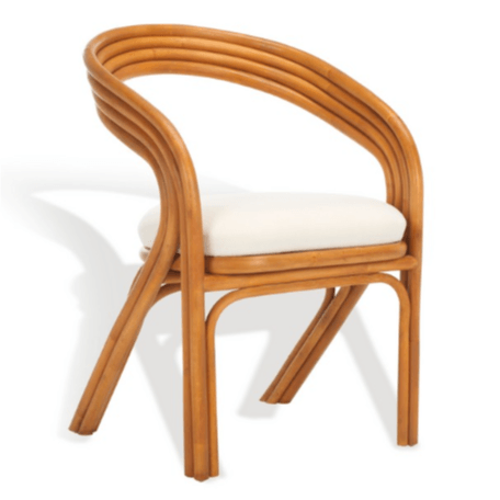 Safavieh Jennabrook Rattan Dining Chair in Natural/White with Curved Back