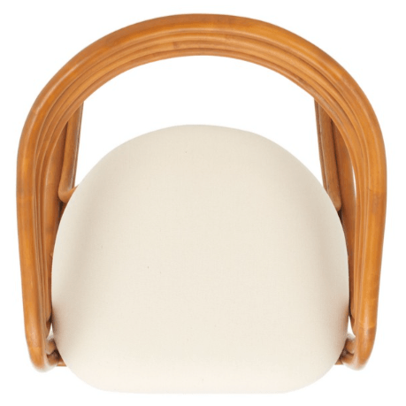 Safavieh Jennabrook Rattan Dining Chair in Natural/White with Curved Back