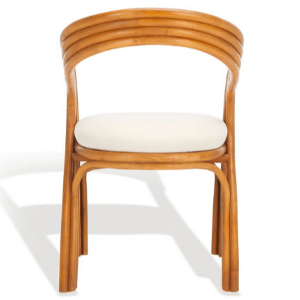 Safavieh Jennabrook Rattan Dining Chair in Natural/White with Curved Back