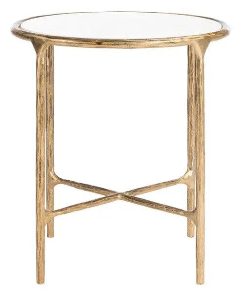 Safavieh Jessa Brass-White Forged Metal Round End Table