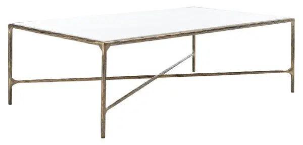 Safavieh Jessa Brass-White Rectangle Metal Coffee Table