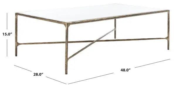 Safavieh Jessa Brass-White Rectangle Metal Coffee Table