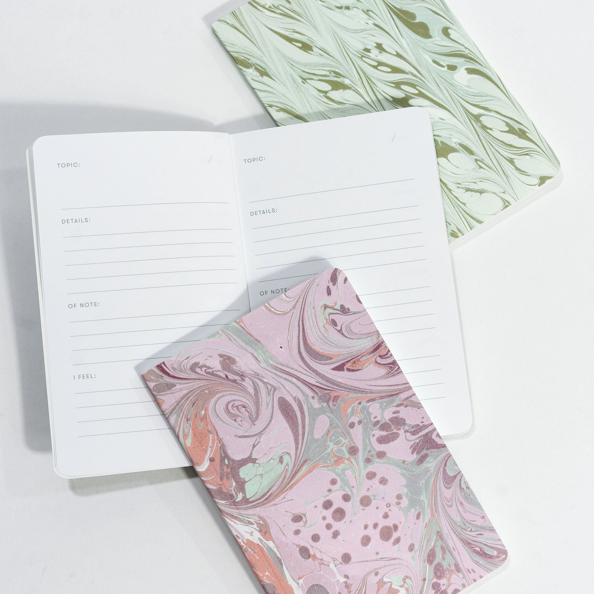 Set of 3 Pocket Journals - Decorative Marble