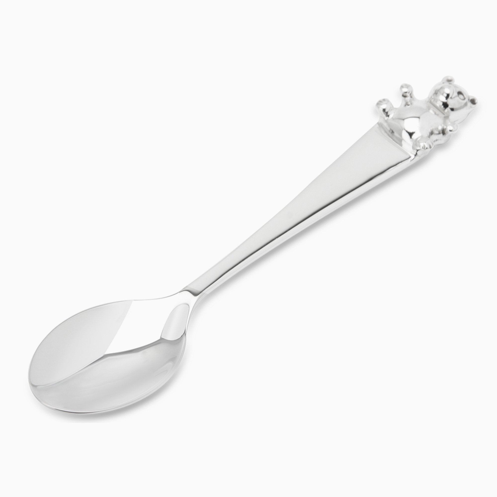 Teddy Sterling Silver Baby Feeding Spoon by Krysaliis