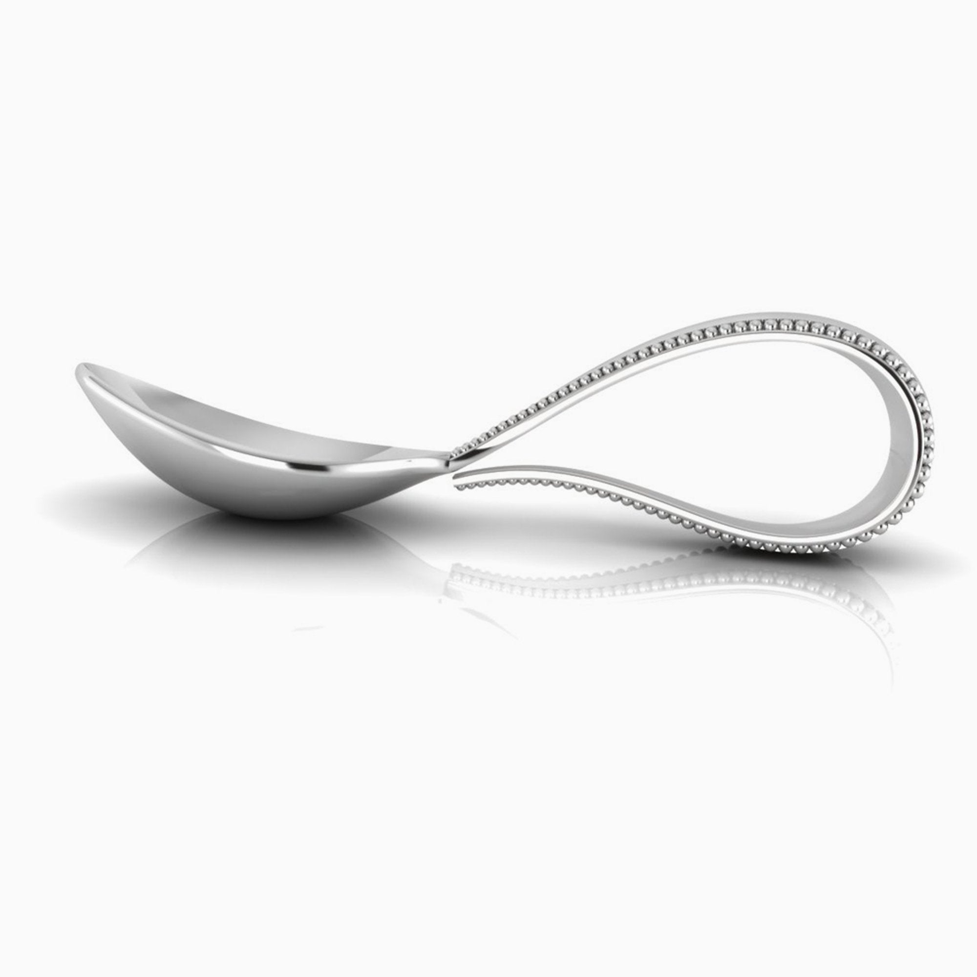 Beaded Loop Sterling Silver Baby Feeding Spoon by Krysaliis