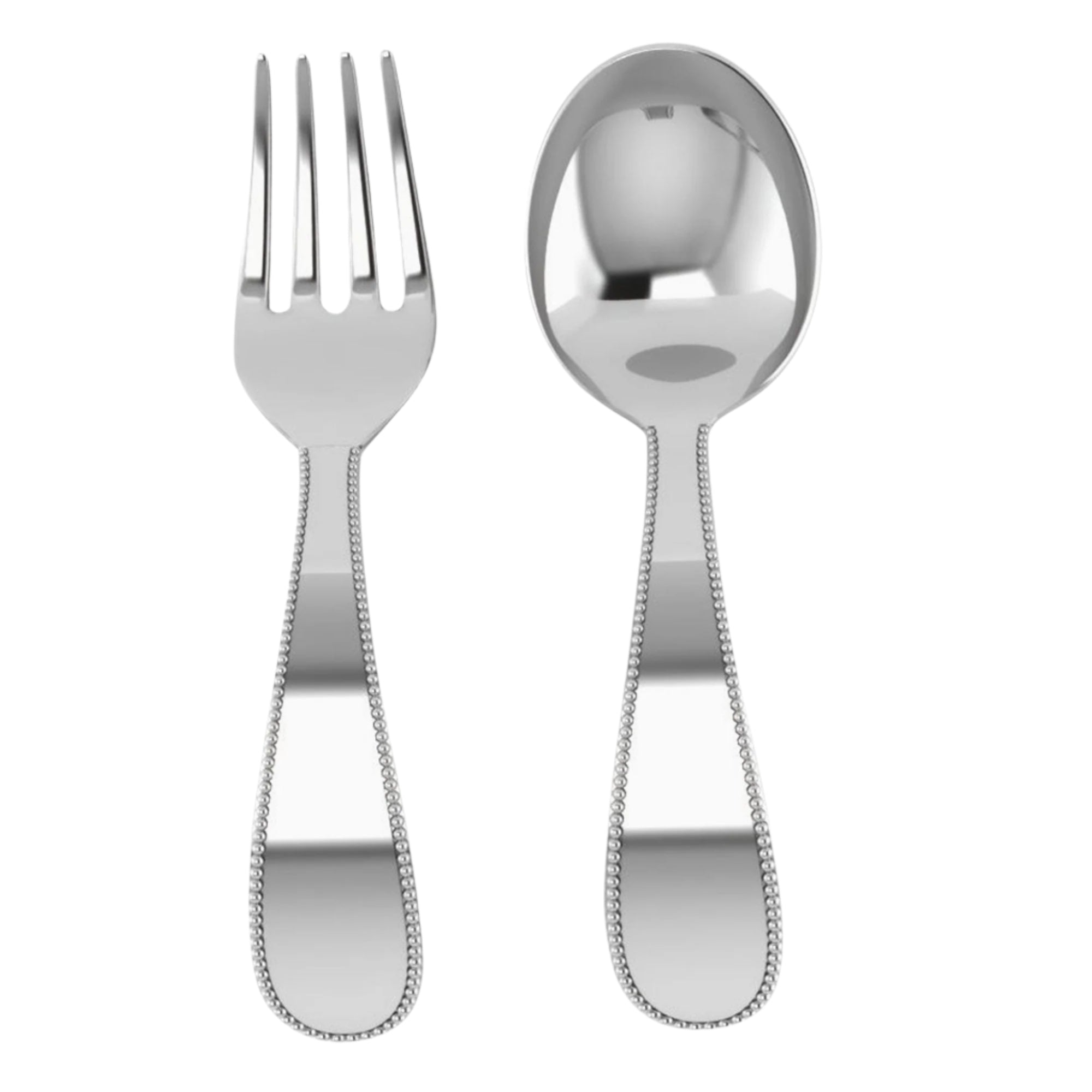 Beaded Sterling Silver Baby Spoon & Fork Set by Krysaliis