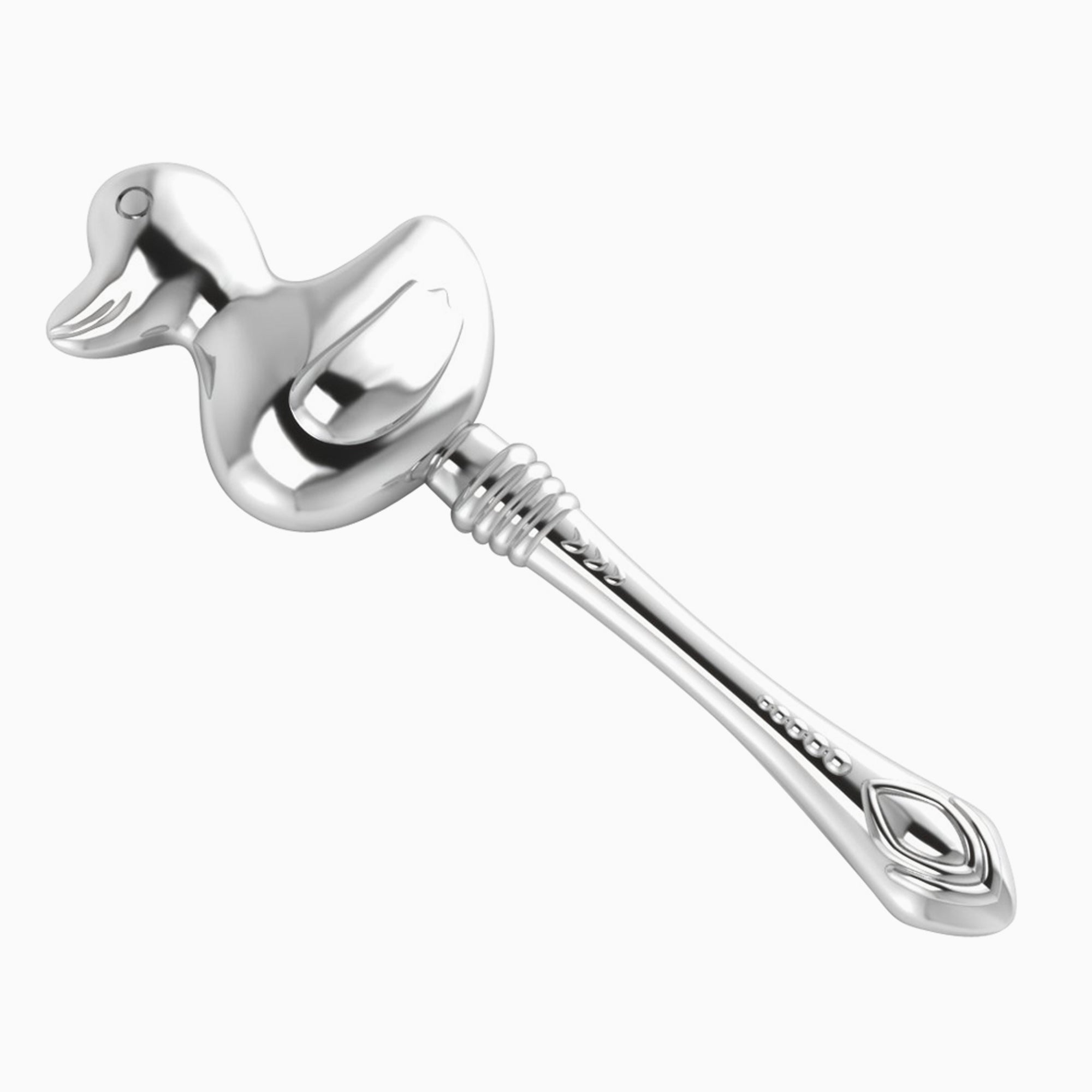 Krysaliis Sterling Silver Baby Rattle - Duck