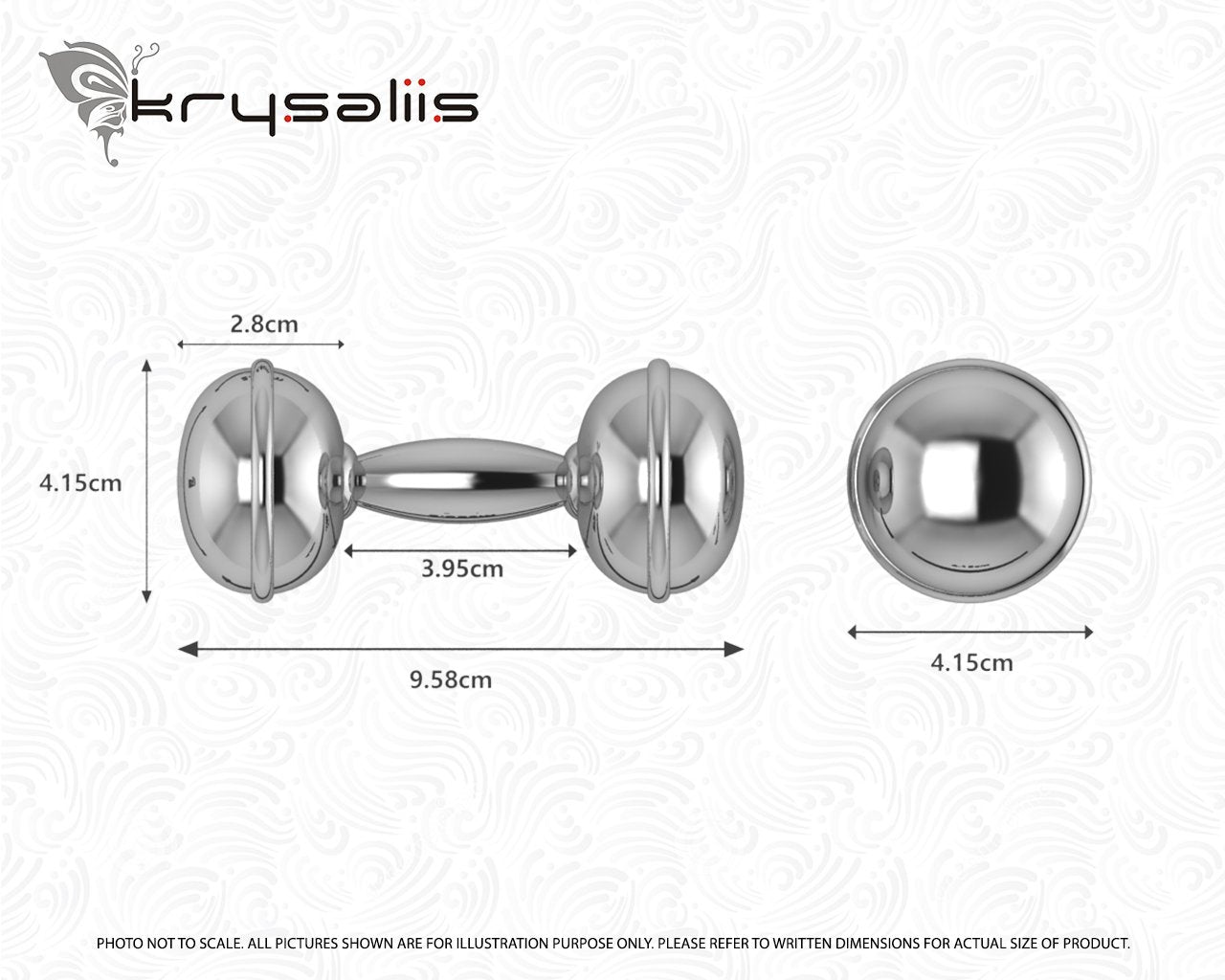 Krysaliis Sterling Silver Dumbbell Baby Rattle