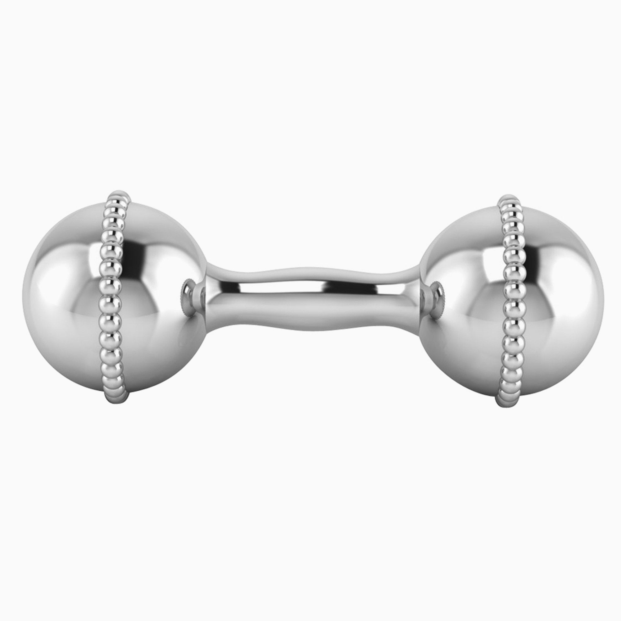 Krysaliis Sterling Silver Dumbbell Rattle - Mini Beaded