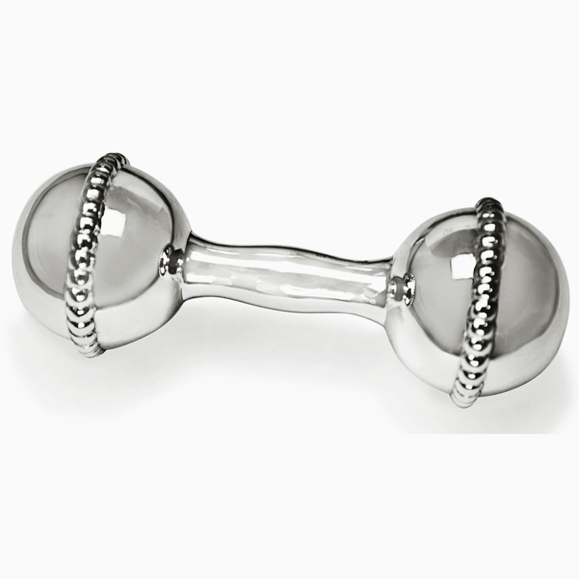 Krysaliis Sterling Silver Dumbbell Rattle - Mini Beaded